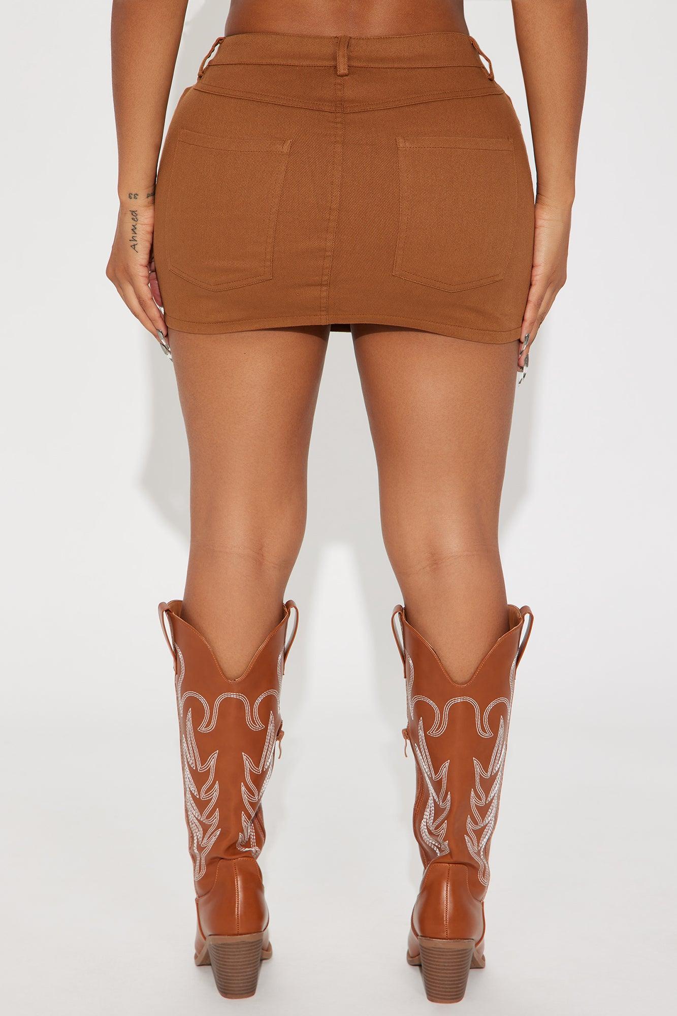 Honky Tonk Mini Skirt - Brown Product Image