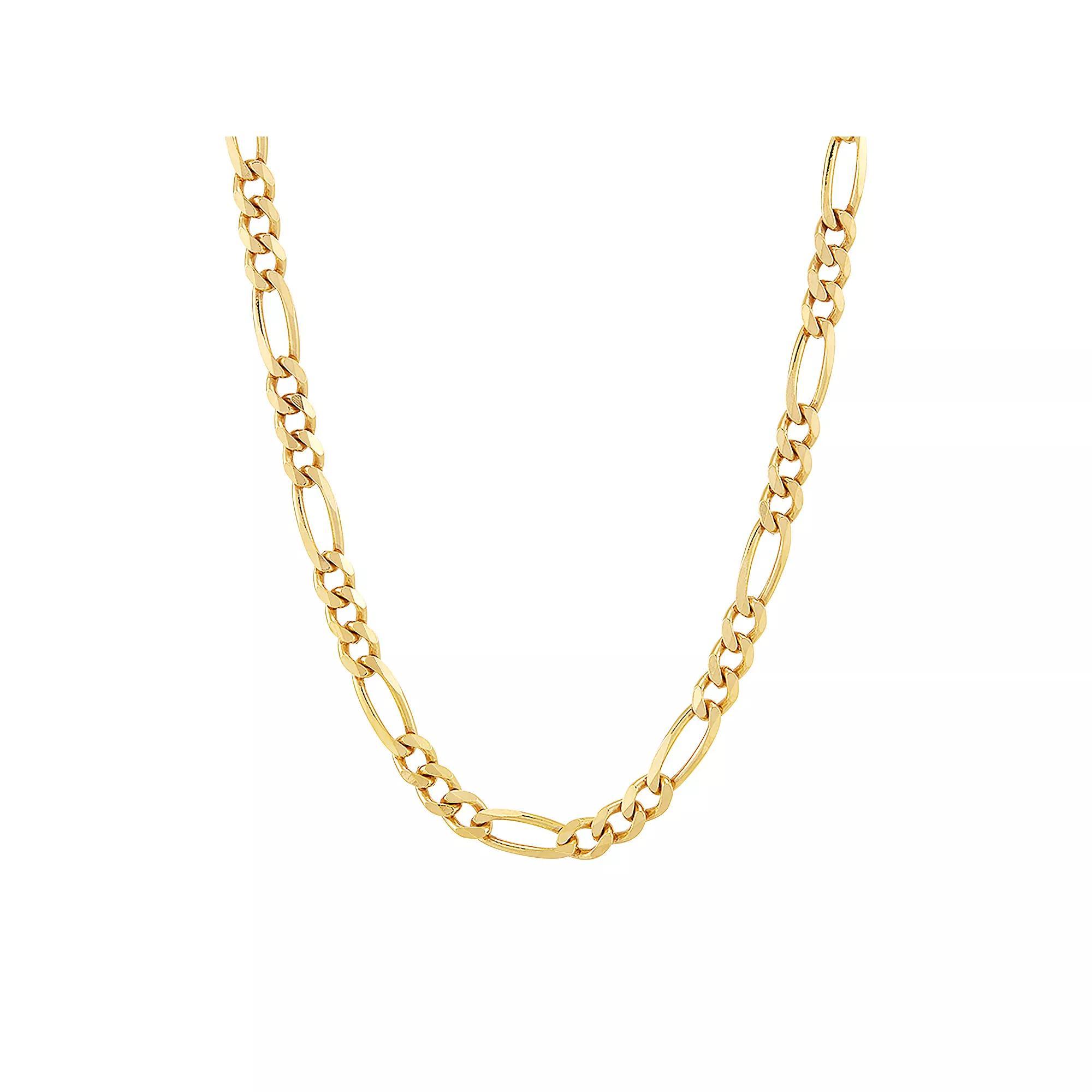 Everlasting Silver Gold Over Silver Solid Beveled Figaro Chain Necklace, Women's, Size: 18", Gold Tone Product Image