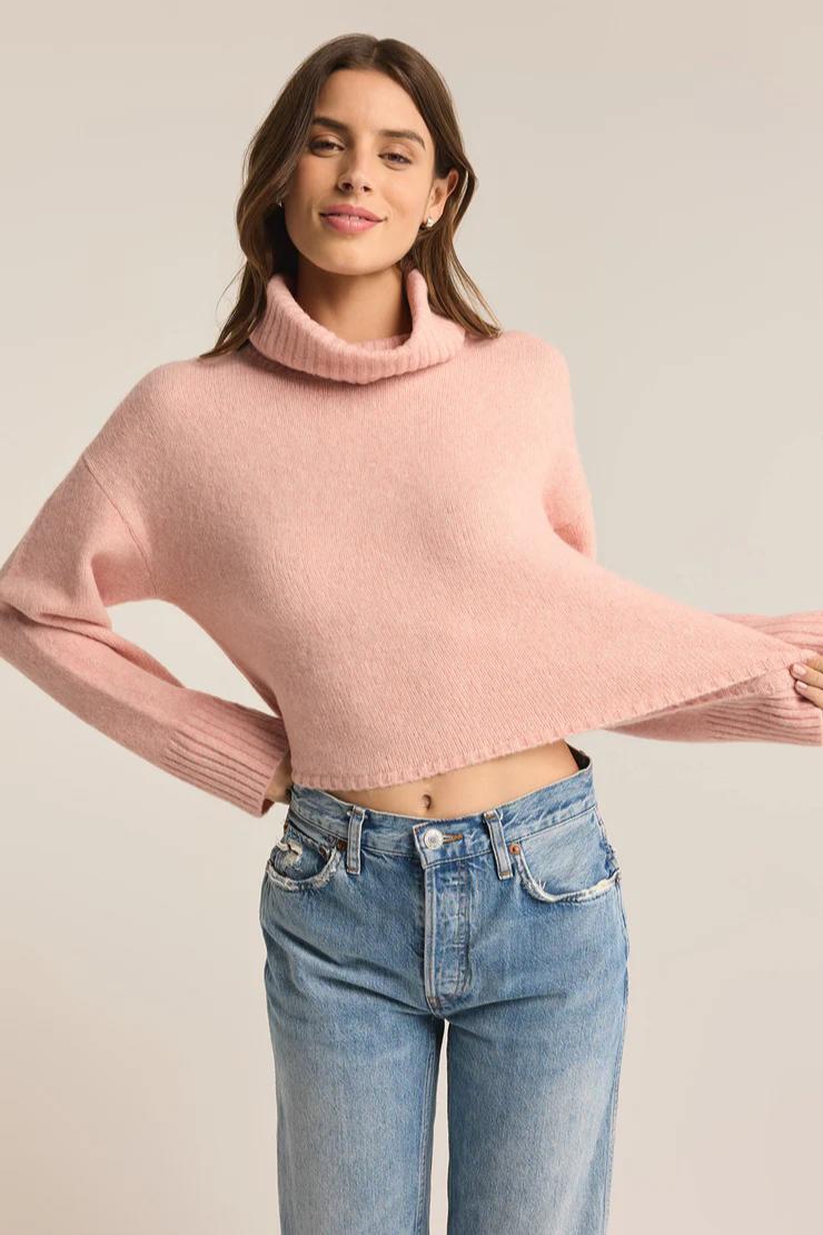 Ursa Turtleneck Sweater- Cashmere Pink Product Image