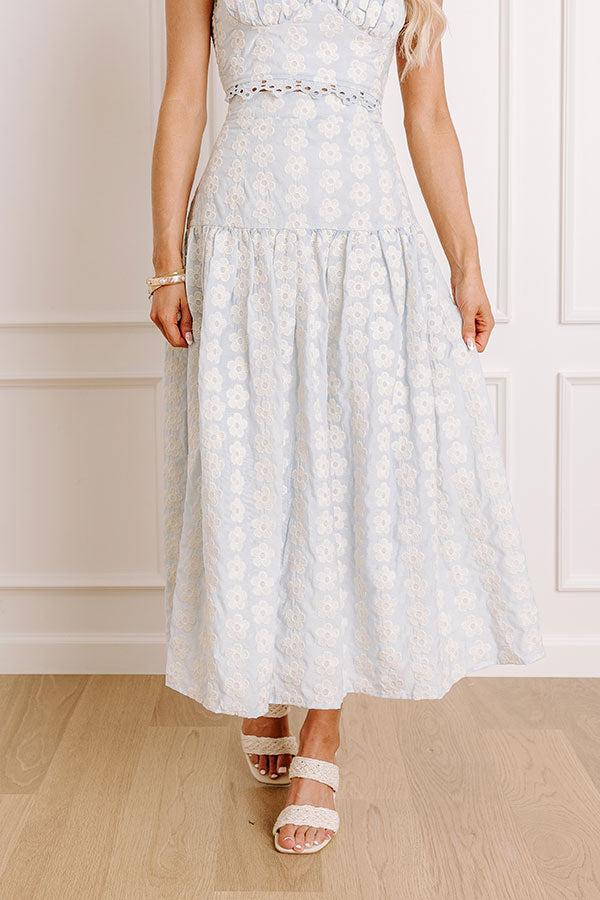Picking Flowers High Waist Embroidered Midi Skirt Product Image