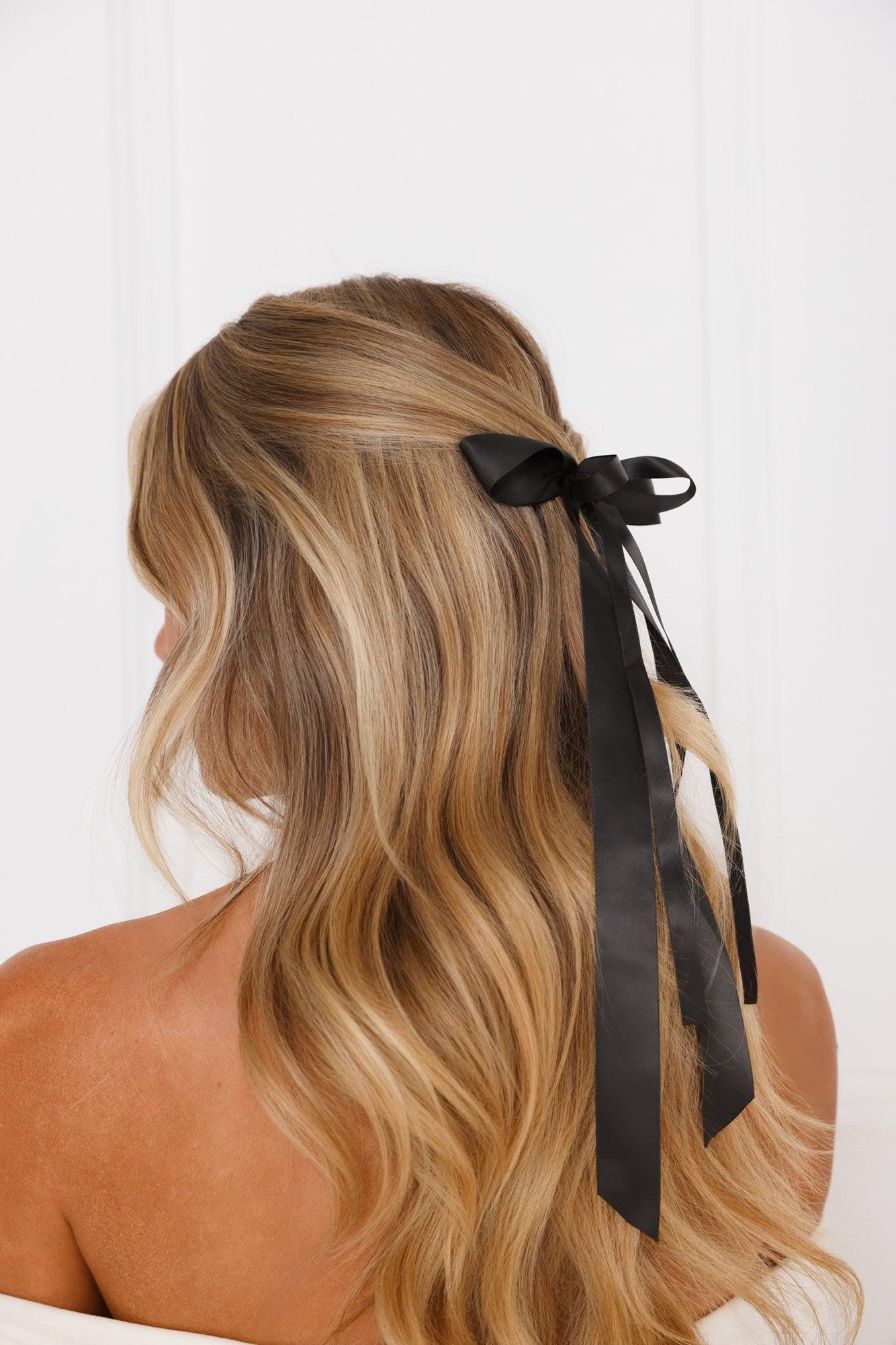 Luxe Bow Hair Clip Black Product Image