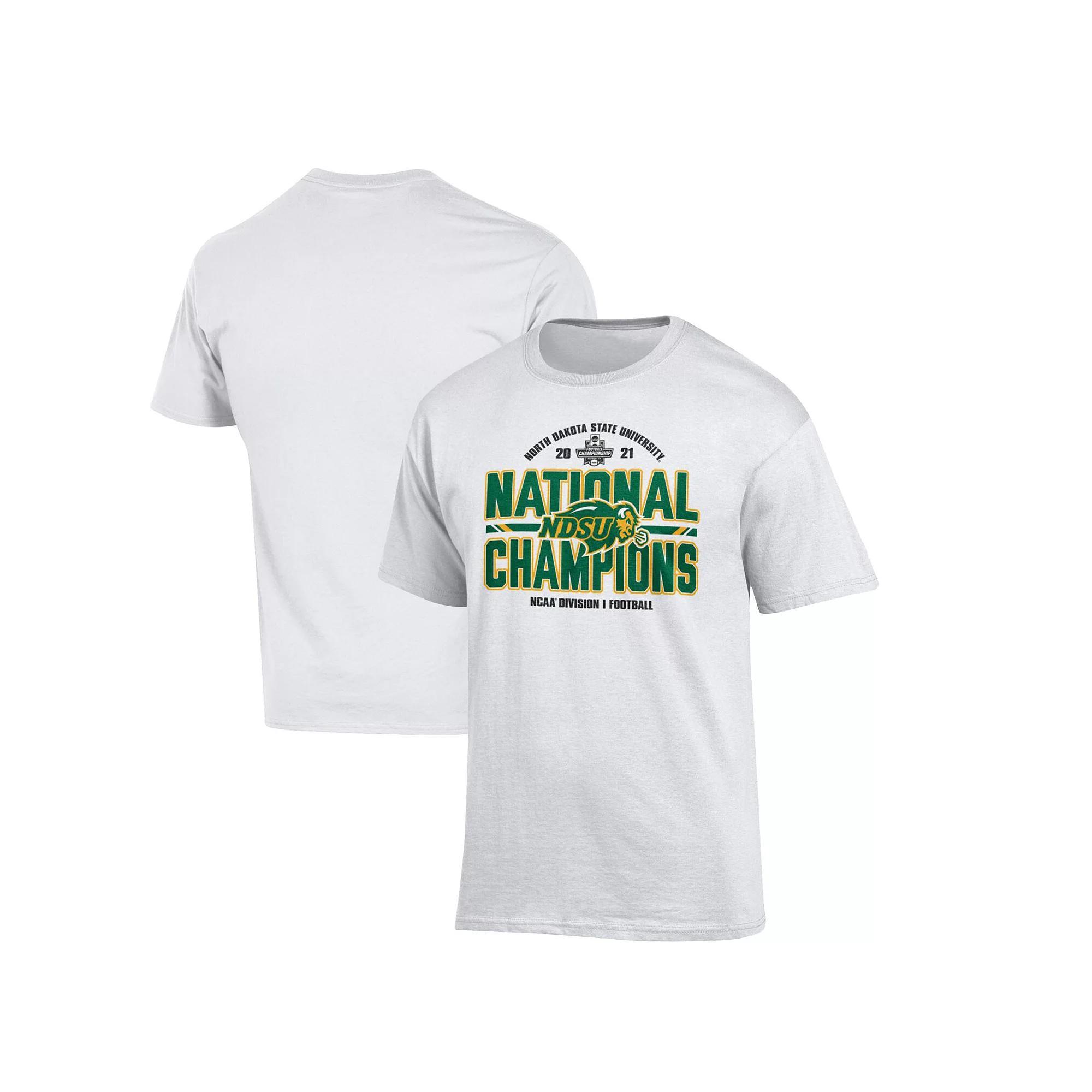 Men's Champion White NDSU Bison 2021 FCS Football National Champions Locker Room T-Shirt, Size: Small, Nds White Product Image