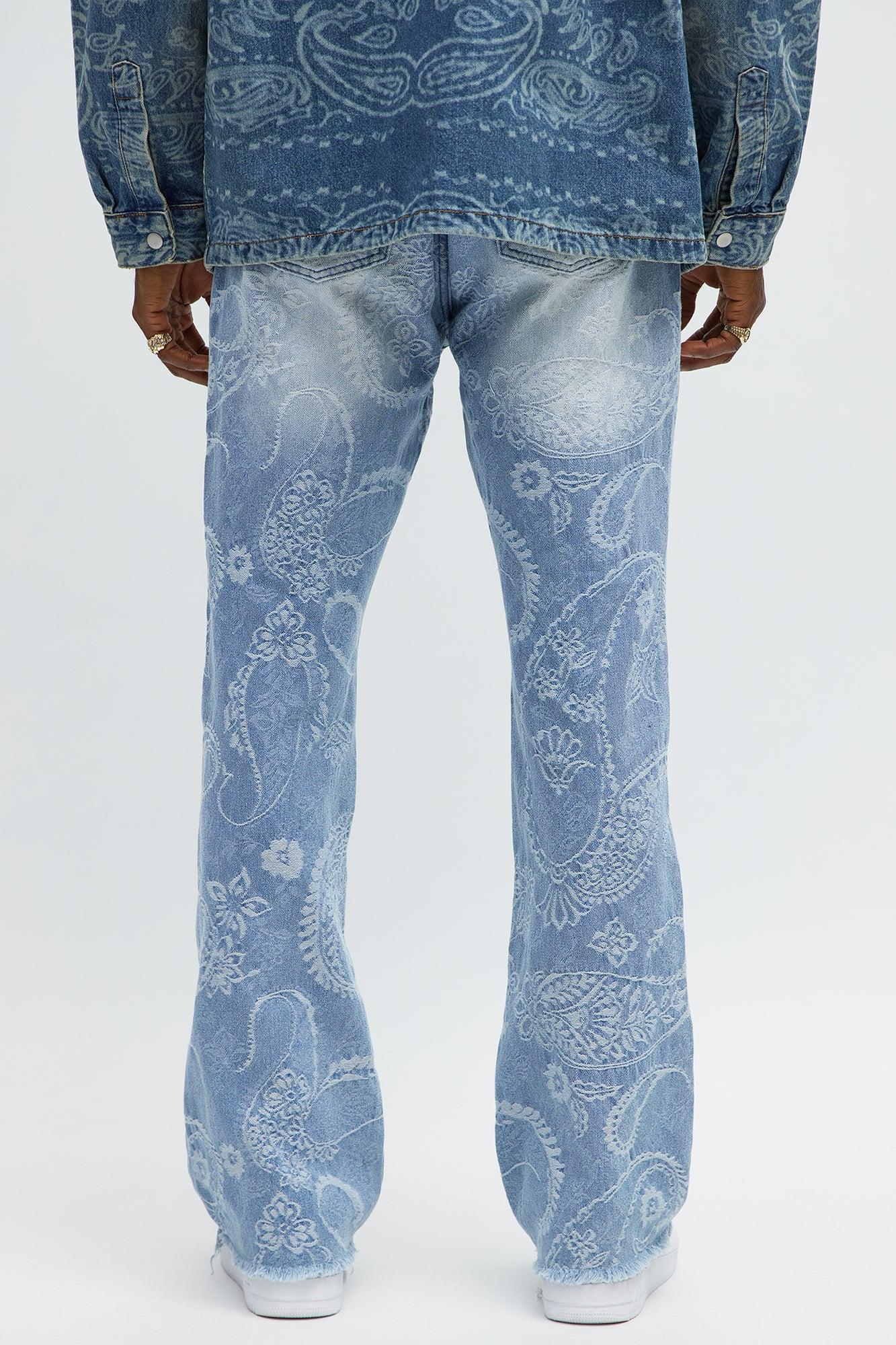Stacked Slim Flare Come And Get It Paisley Jeans - Medium Wash Product Image