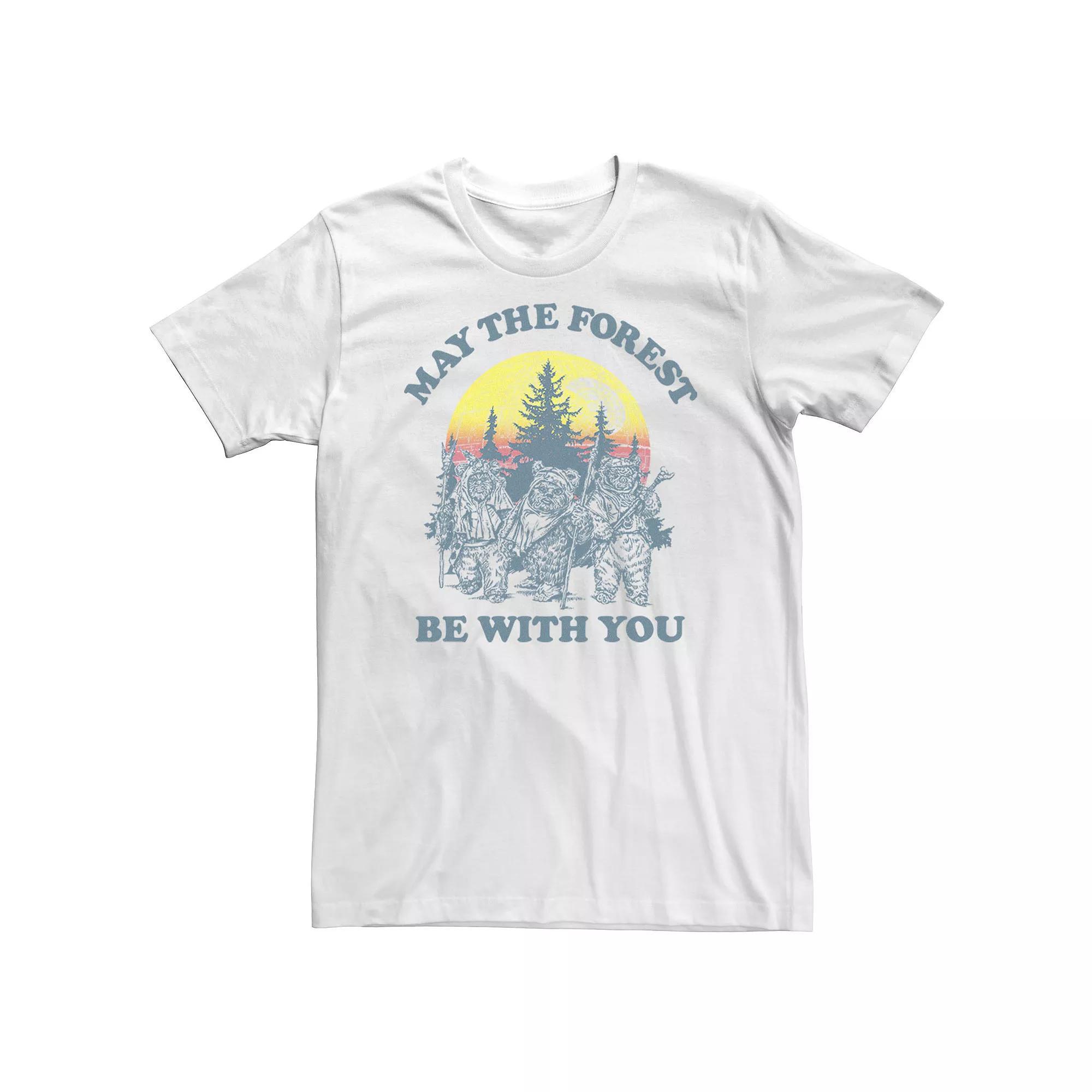 Big & Tall Star Wars Ewok Sunset "May The Forest Be With You" Earth Day Tee, Men's, Size: XL Tall, White Product Image
