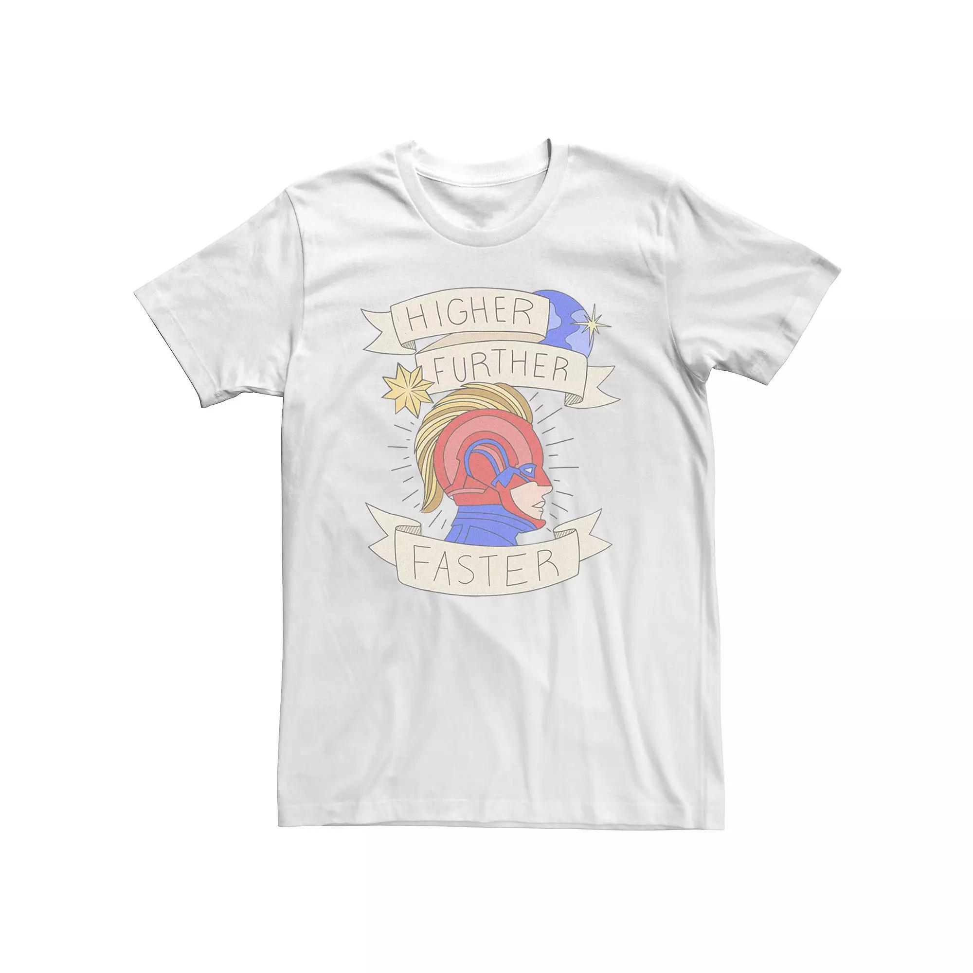 Big & Tall Marvel Captain Marvel Higher Further Faster Banner Tee, Men's, Size: 5XL, White Product Image