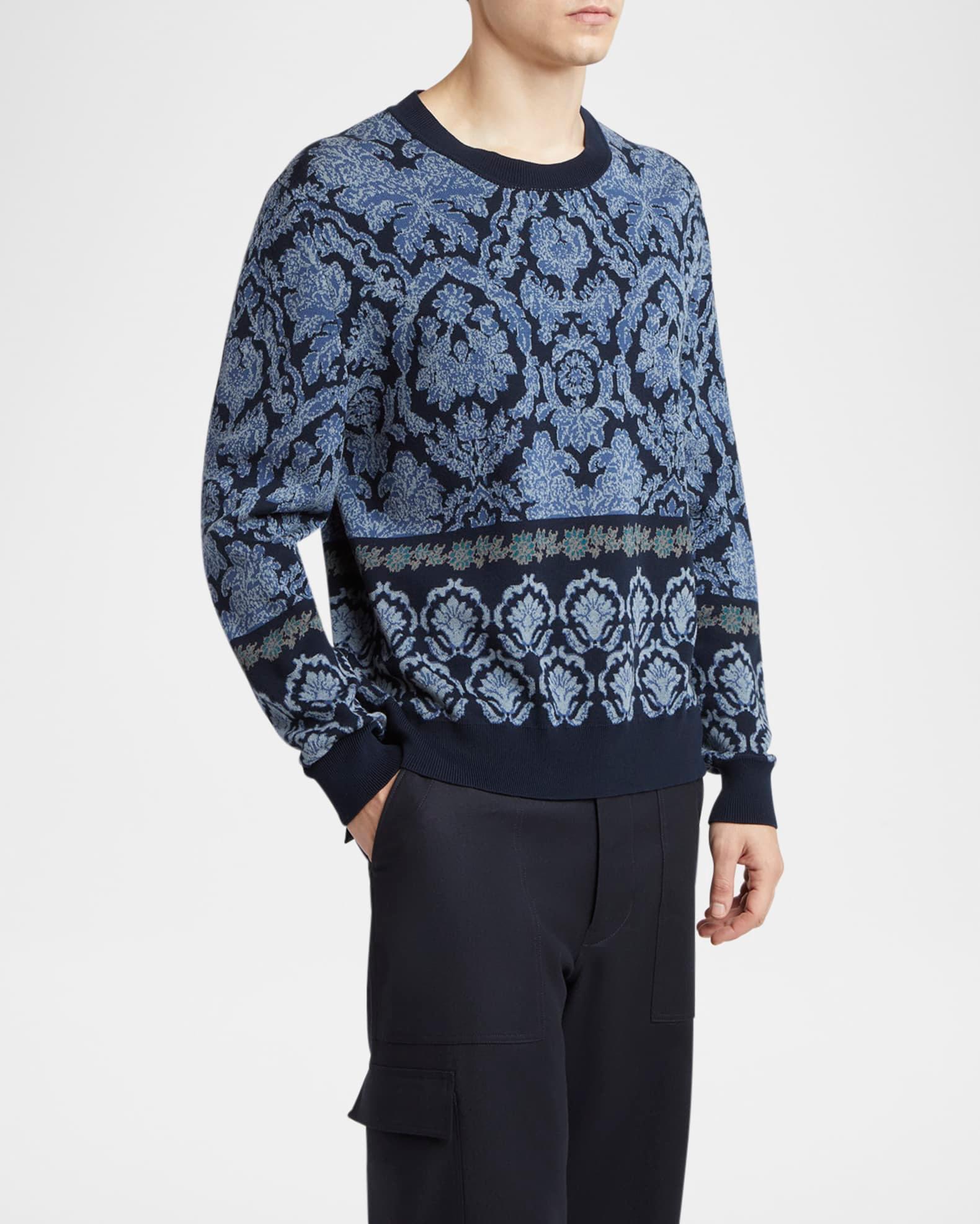 Men's Cotton Damask Jacquard Crewneck Sweater Product Image