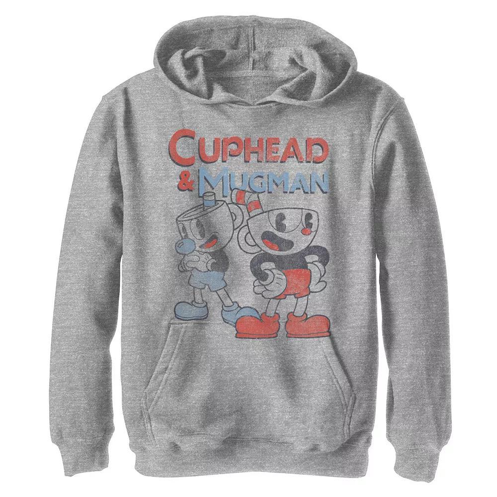 Mens Cuphead And Mugman Dynamic Duo Vintage Sweatshirt Athletic Grey Product Image