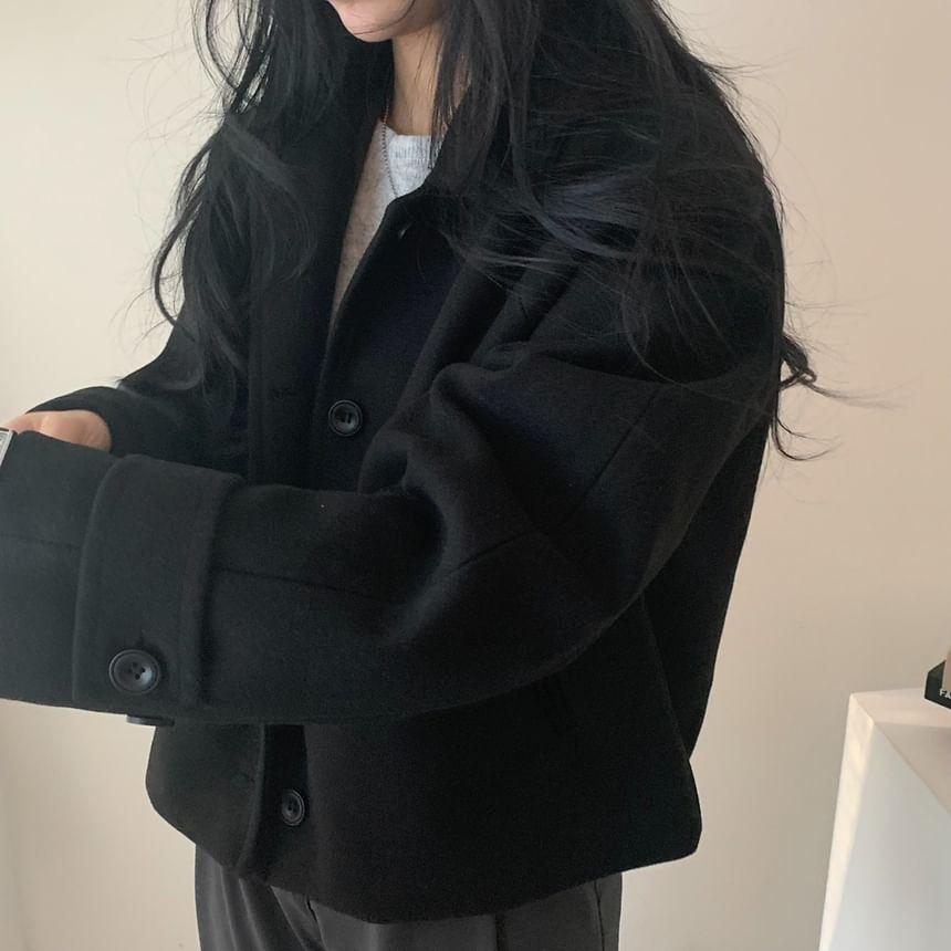 Collared Button-Up Plain Jacket Product Image