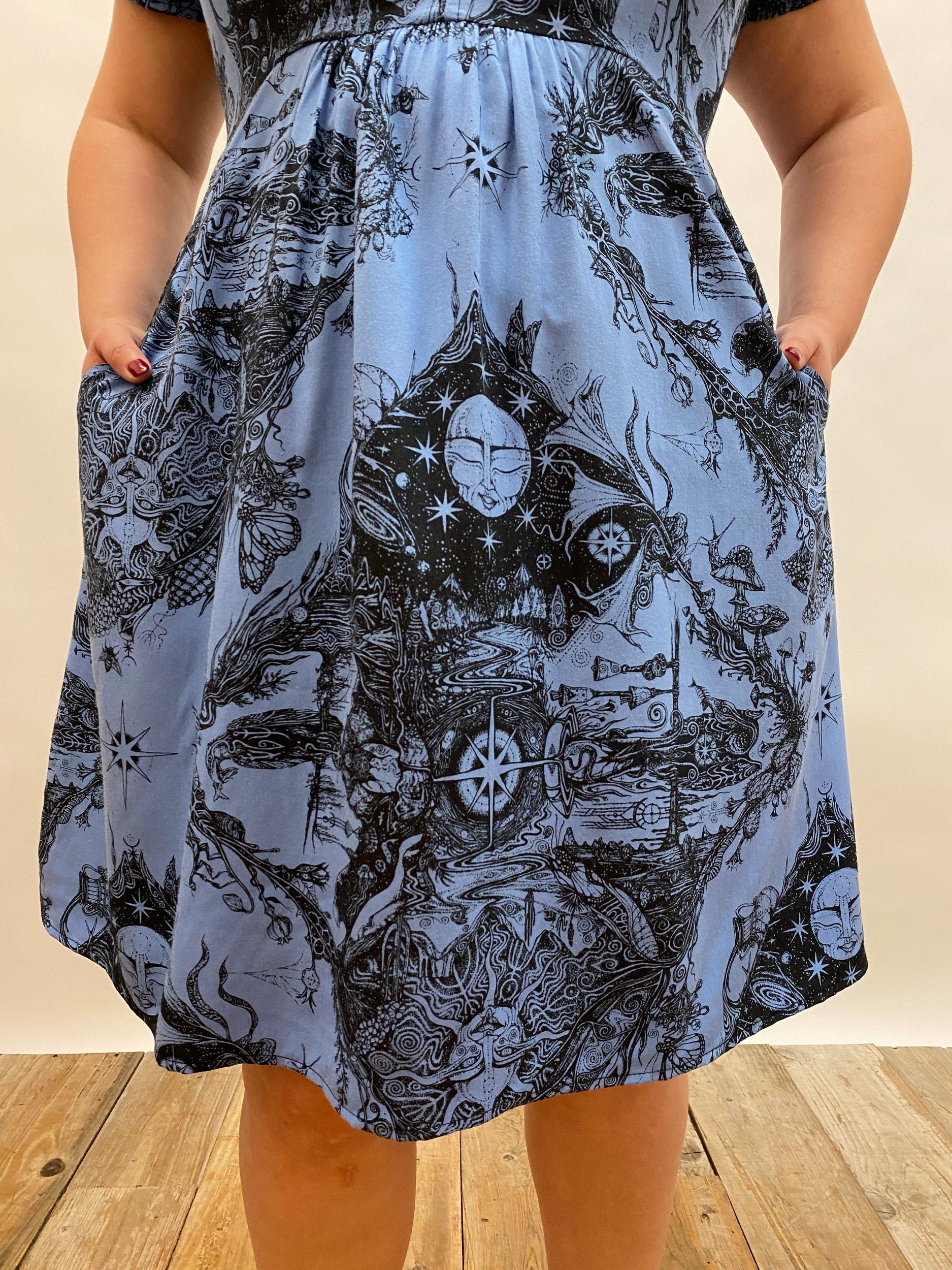 Dolman Dress in Earth Worship in Ocean Blue Product Image