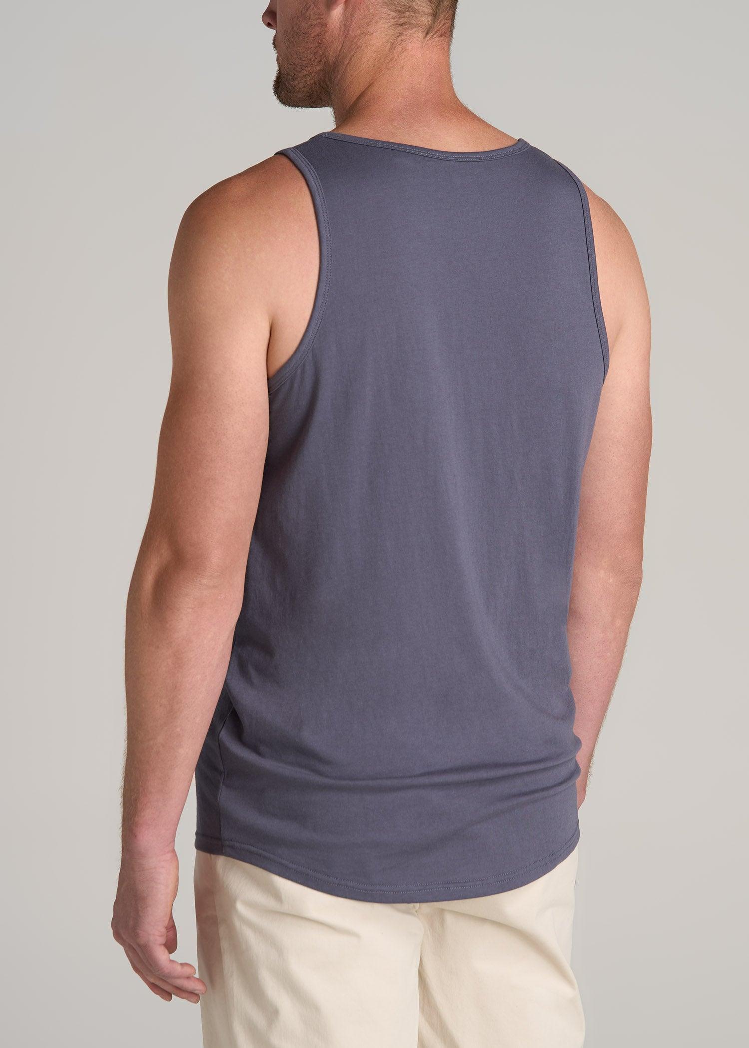 The Essentials: Men's Tall SLIM-FIT Beach Tank Top in Grey Blue Product Image