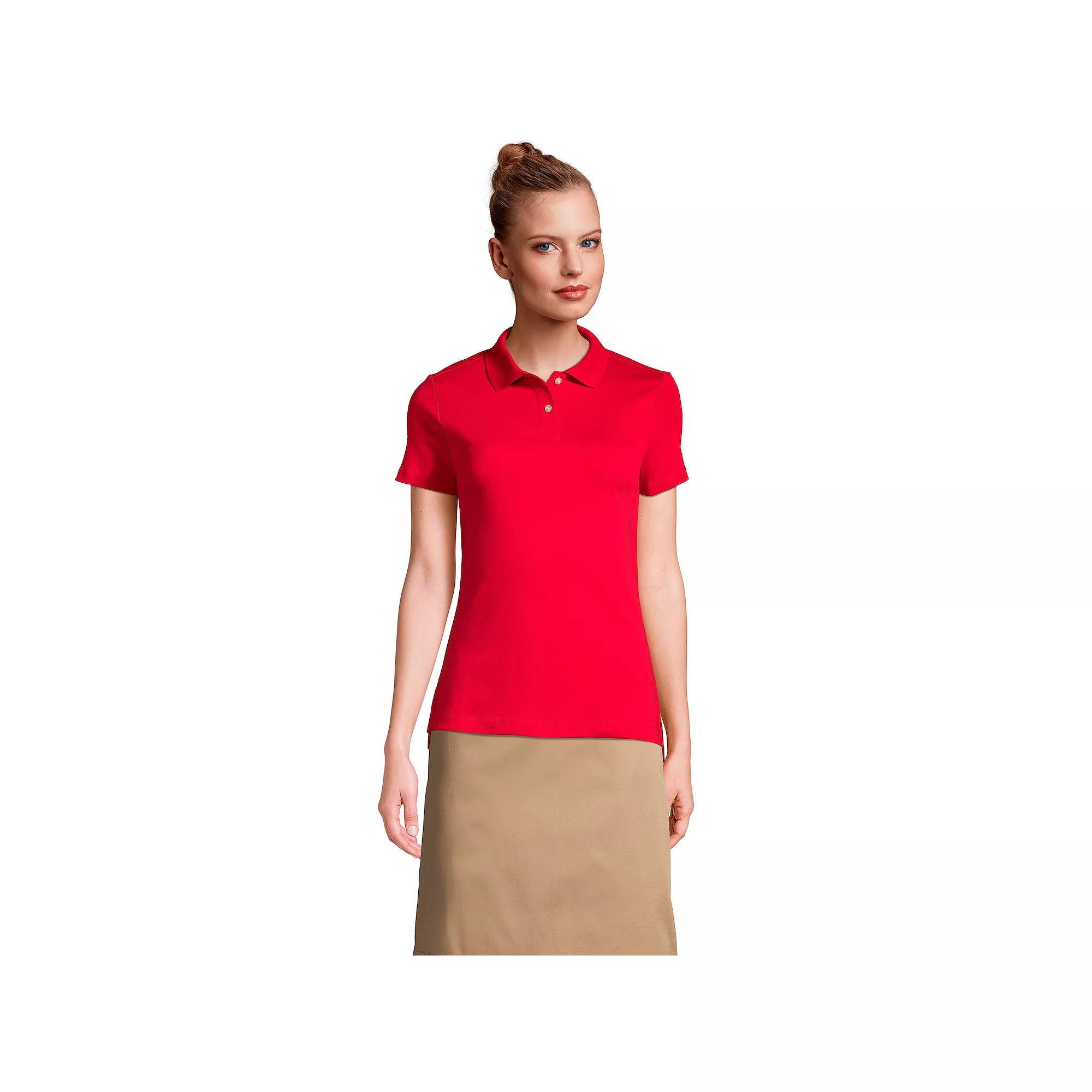 Womens Lands End School Uniform Short Sleeve Interlock Polo Shirt Product Image