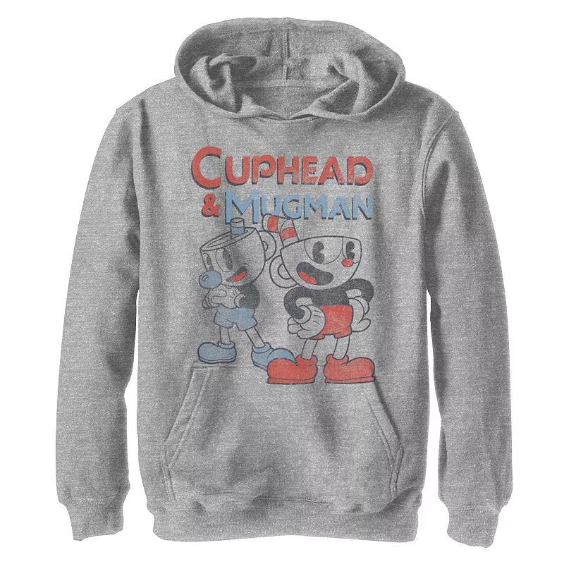 Mens Cuphead And Mugman Dynamic Duo Vintage Sweatshirt Athletic Grey Product Image
