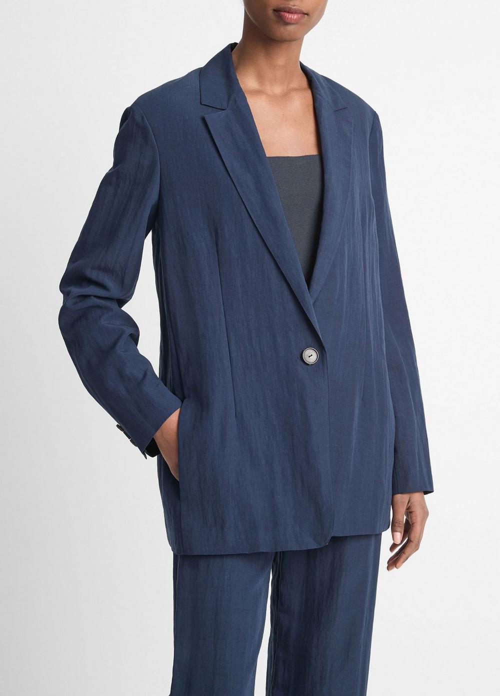 Womens Relaxed Textured Blazer, Light Coastal Blue, Size 6 Vince Product Image