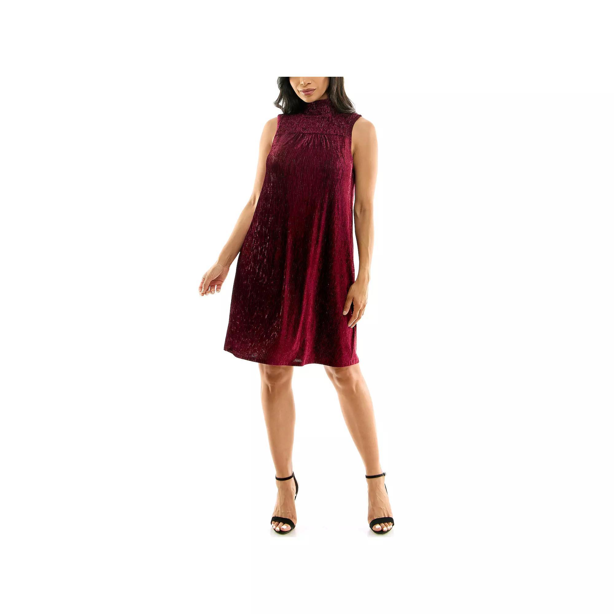 Women's Nina Leonard Smocked Shift Dress, Size: Small, Red Product Image
