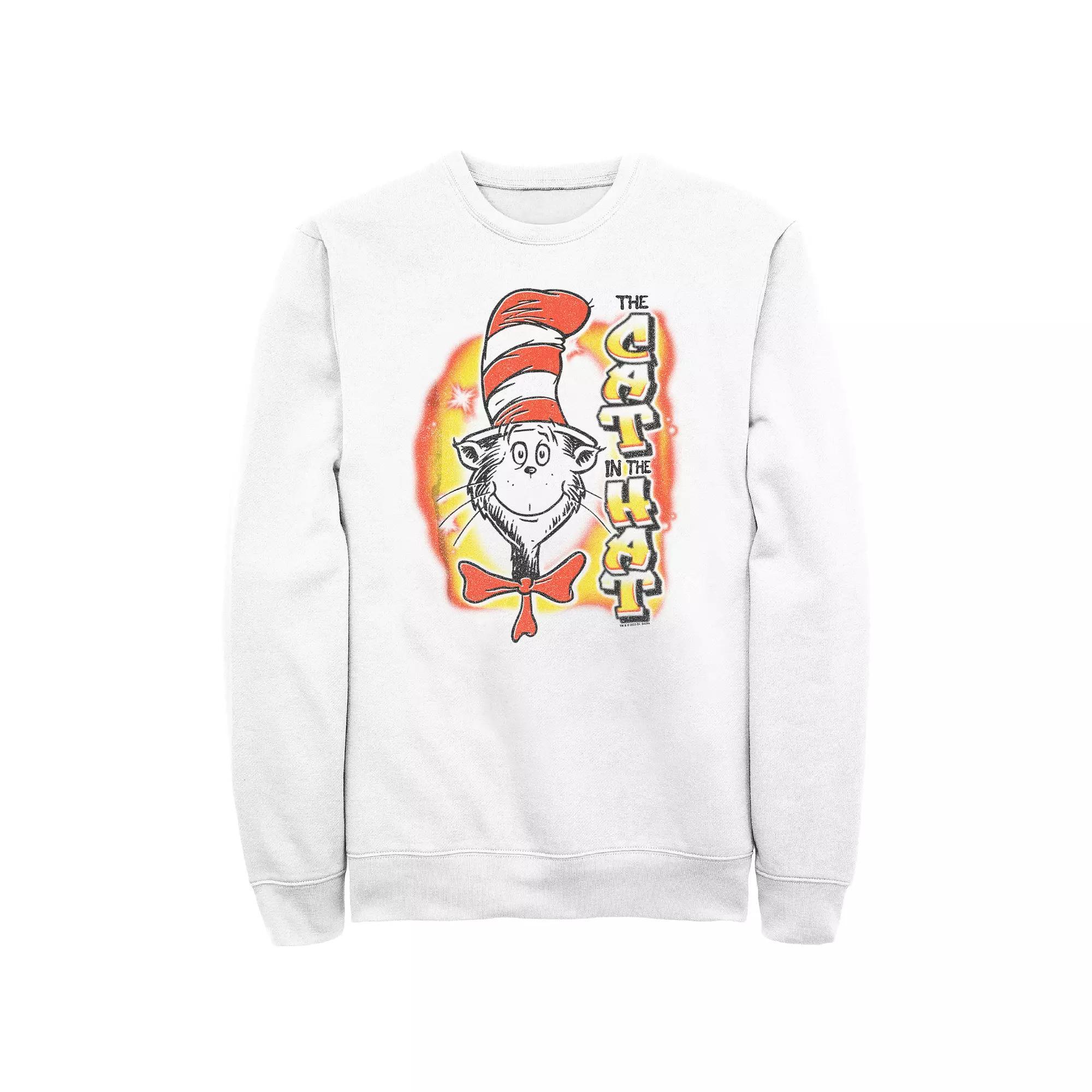 Men's Dr. Seuss The Cat In The Hat Airbrush Graphic Fleece, Size: Large, White Product Image