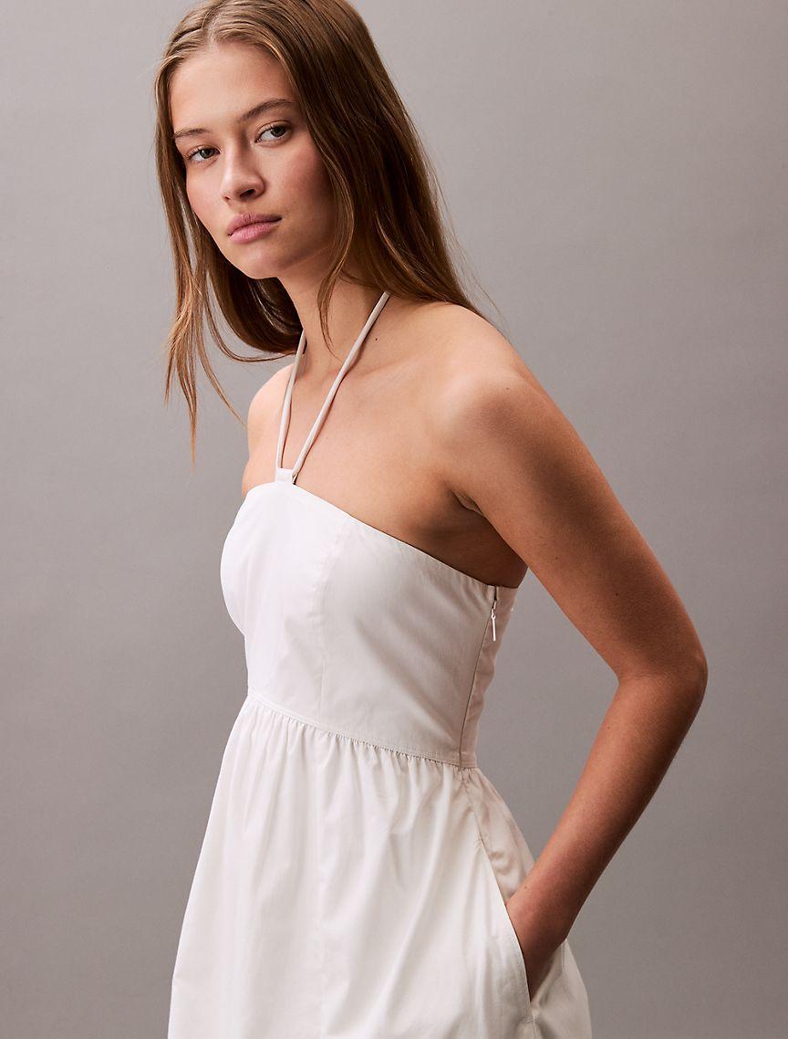 Cotton Twill Halter Midi Dress Product Image