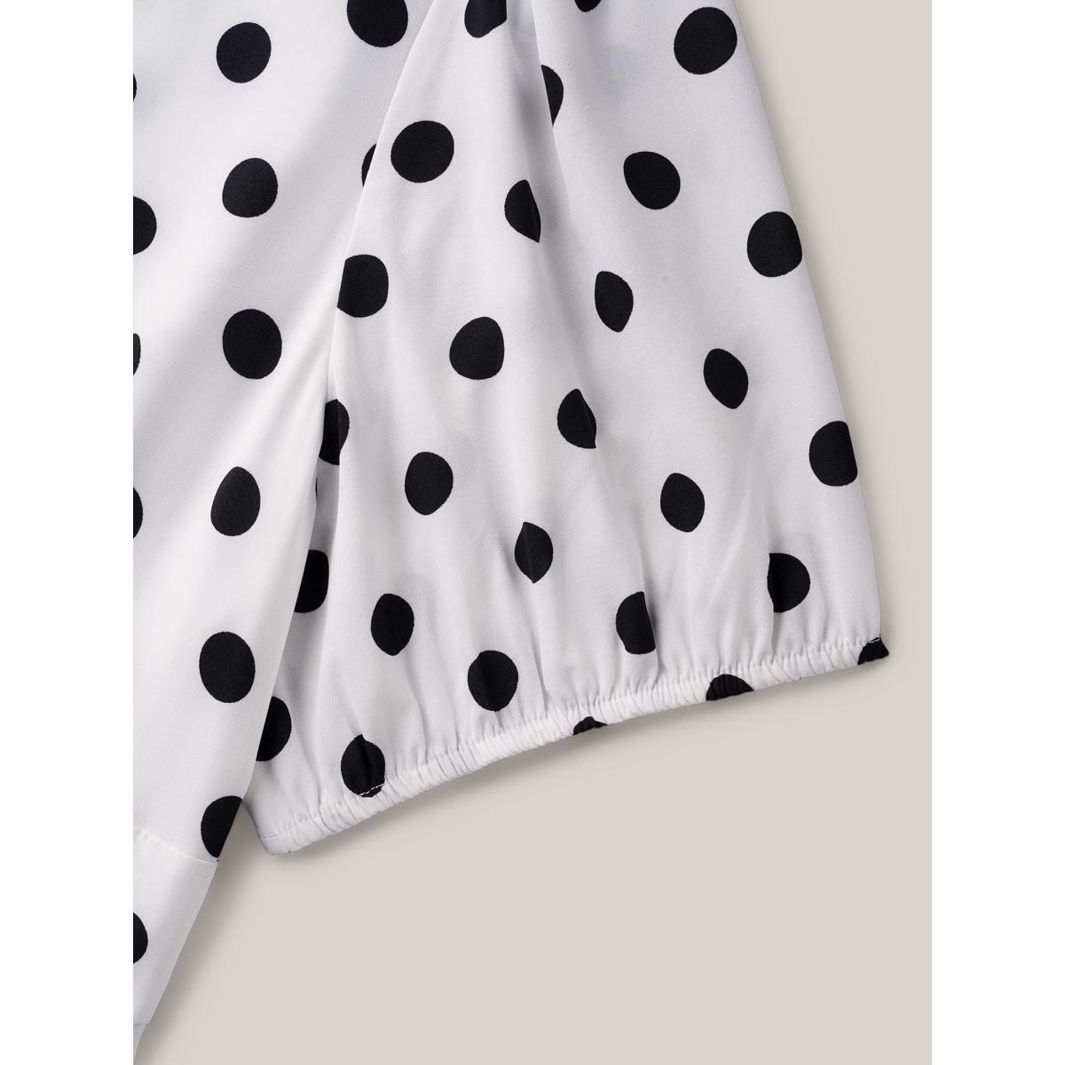 Plus Size Polka Dot Print Pockets Midi Dress Originalwhite Women V-neck Short sleeve Curvy BloomChic 30/6X Product Image