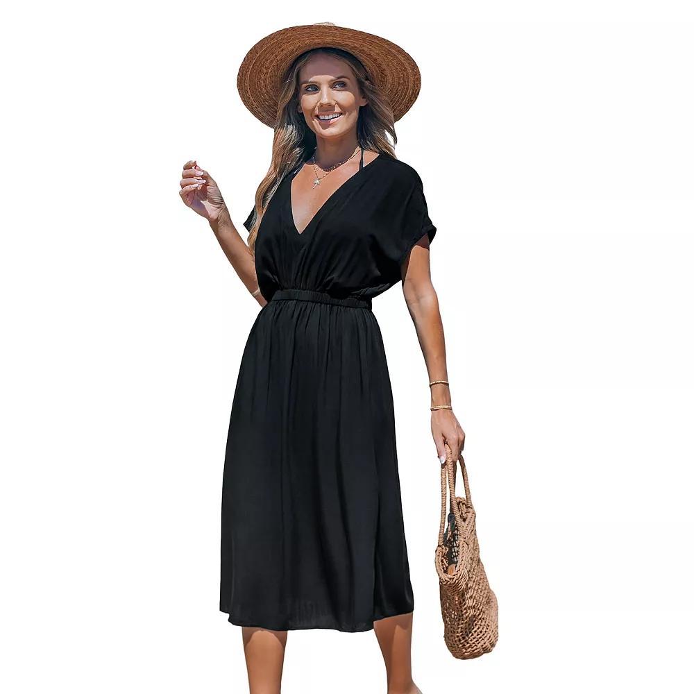 Women's Cupshe Black V-neck Cover-Up Dress, Size: Large Product Image