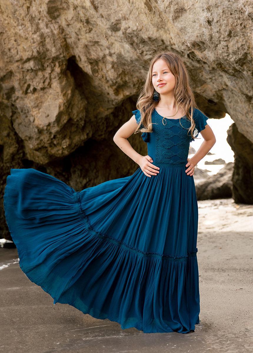 Viola Dress in Deep Ocean Girls Product Image