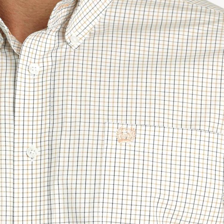 Cinch® Men's S/S White/Coral Plaid Button Shirt Product Image