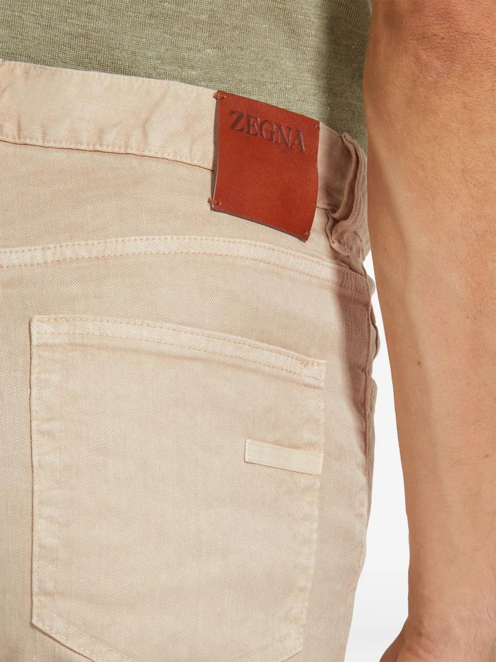 ZEGNA Jean Roccia En Lin Et Coton Extensible Beige Clair In Light Beige Product Image