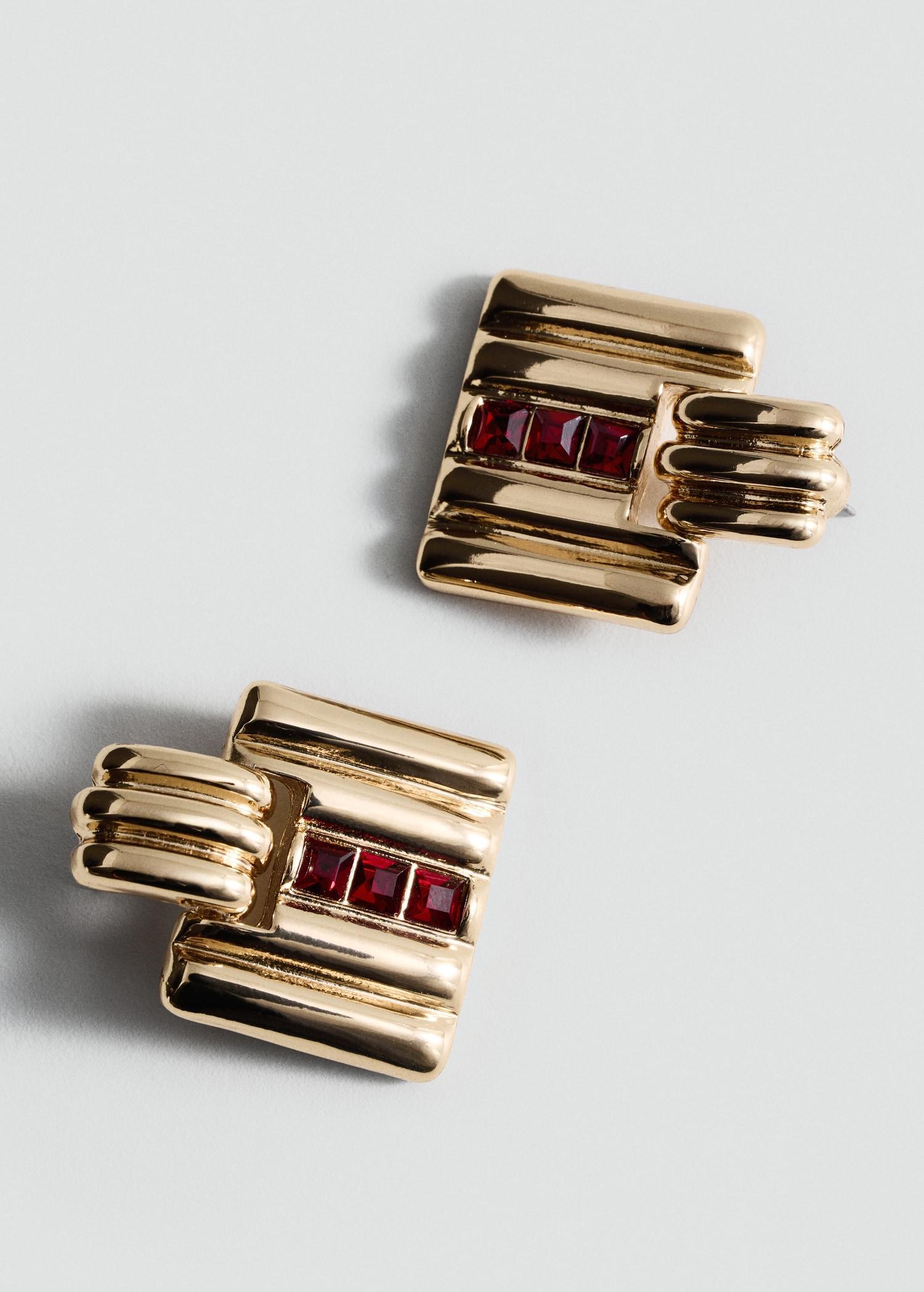 Geometric earrings with crystals detail - Women | MANGO USA Product Image