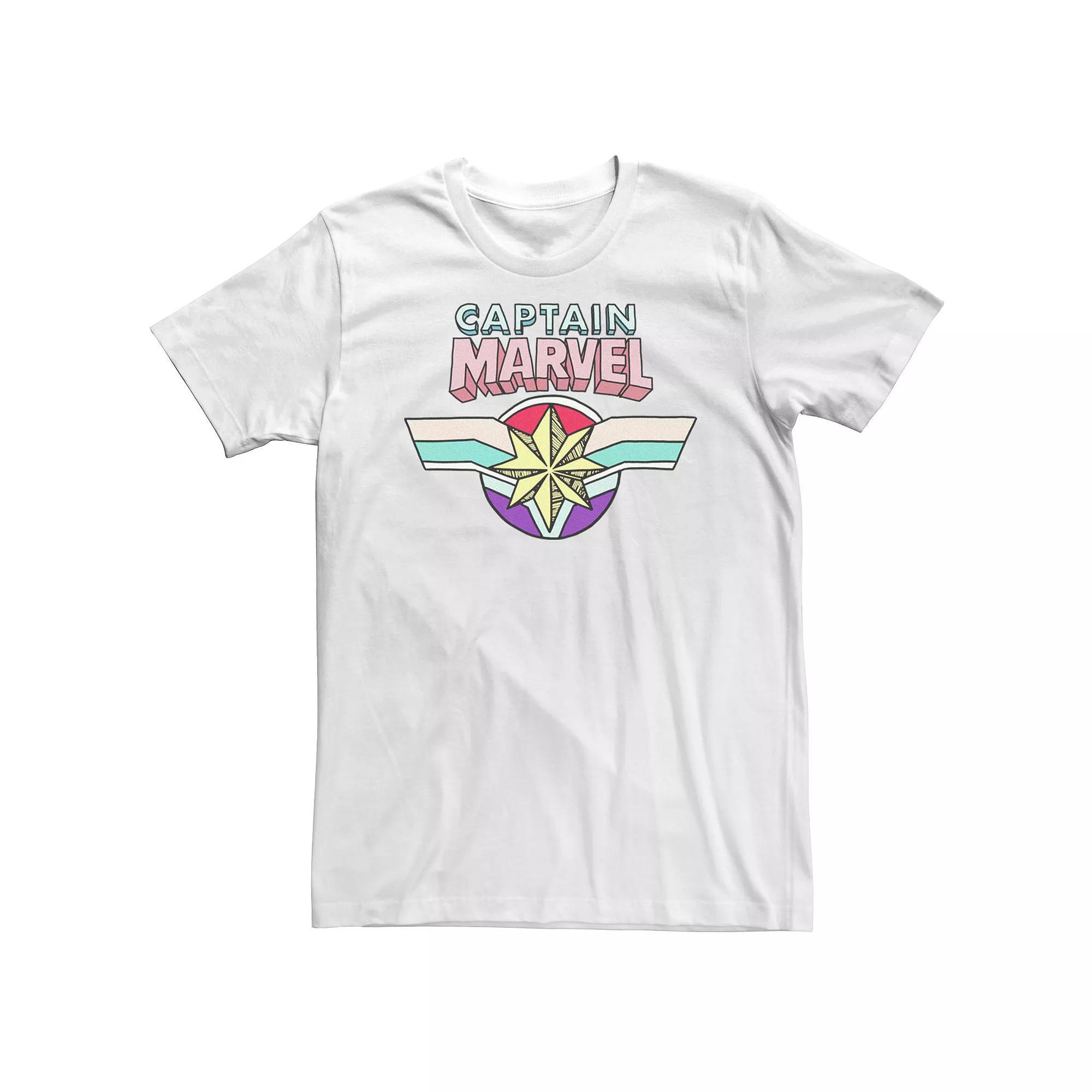 Big & Tall Captain Marvel Cartoon Style Graphic Tee, Men's, Size: XL Tall, White Product Image
