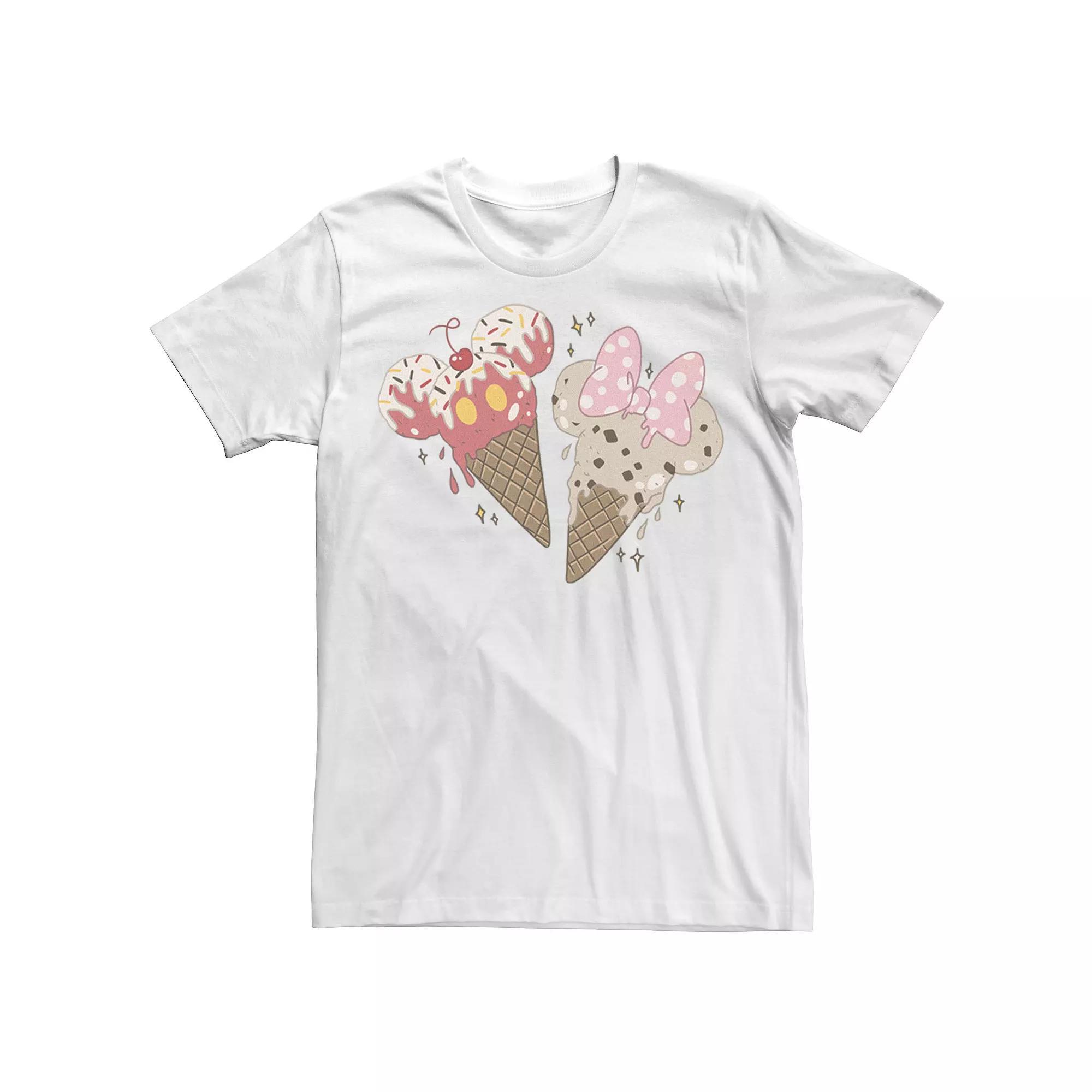 Disney's Mickey And Friends Mickey & Minnie Men's Ice Cream Cones Tee, Boy's, Size: Small, White Product Image