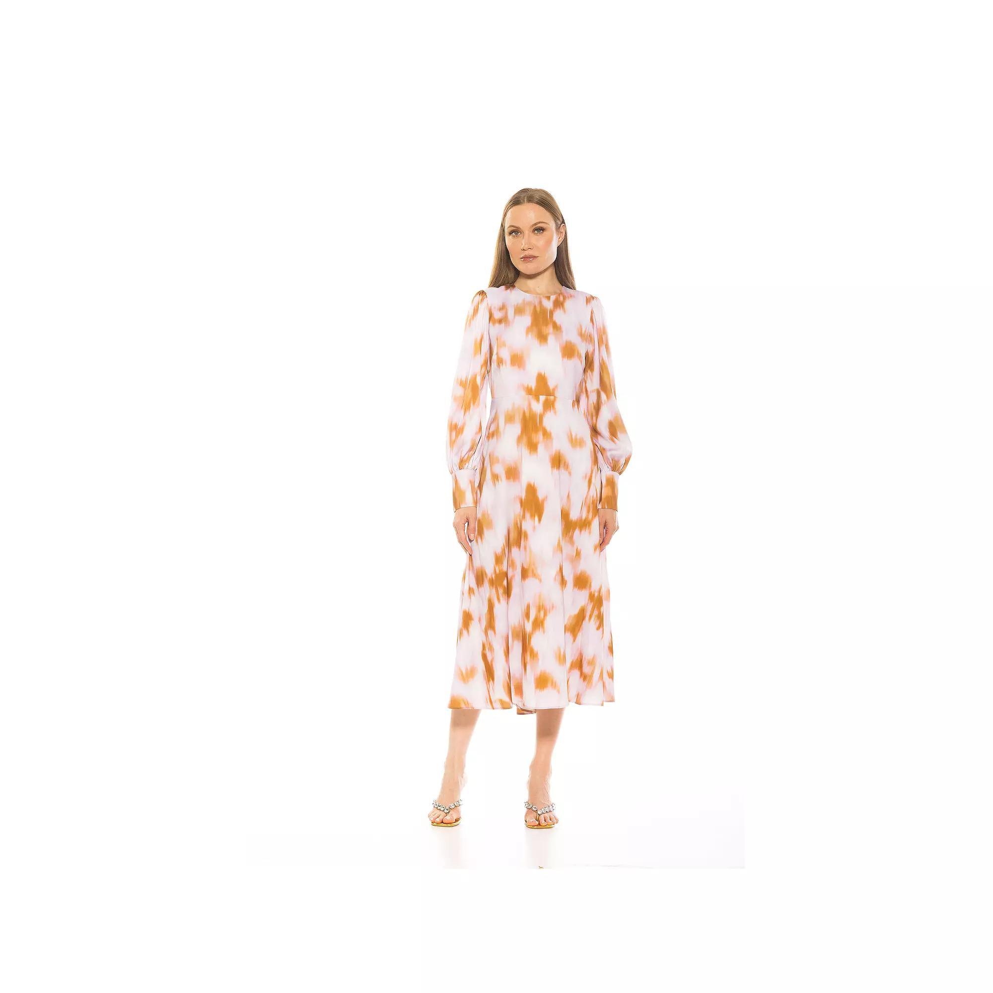 Women's ALEXIA ADMOR Sophie Fit & Flare Blouson Sleeve Midi Dress, Size: 10, Purple Team Product Image