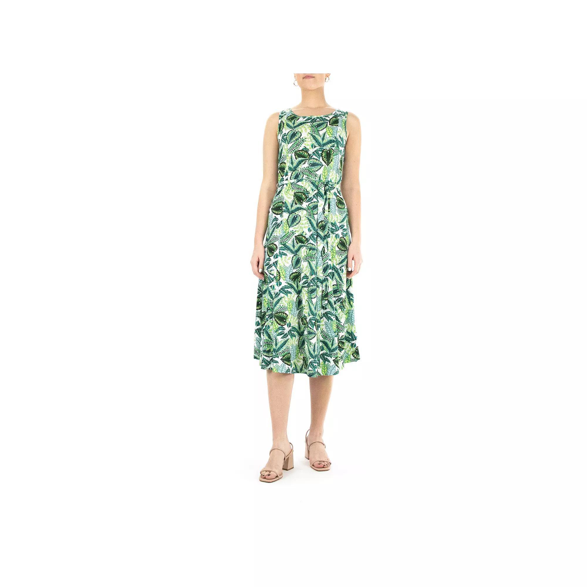 Women's Nina Leonard Print Midi Dress, Size: XL, White Green Team Product Image