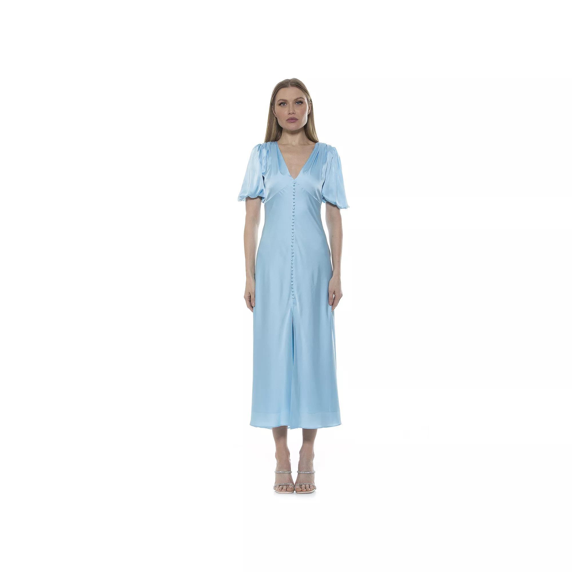 Women's ALEXIA ADMOR Lorelei Bubble Sleeve Midi Dress, Size: 8, Halogen Blue Product Image