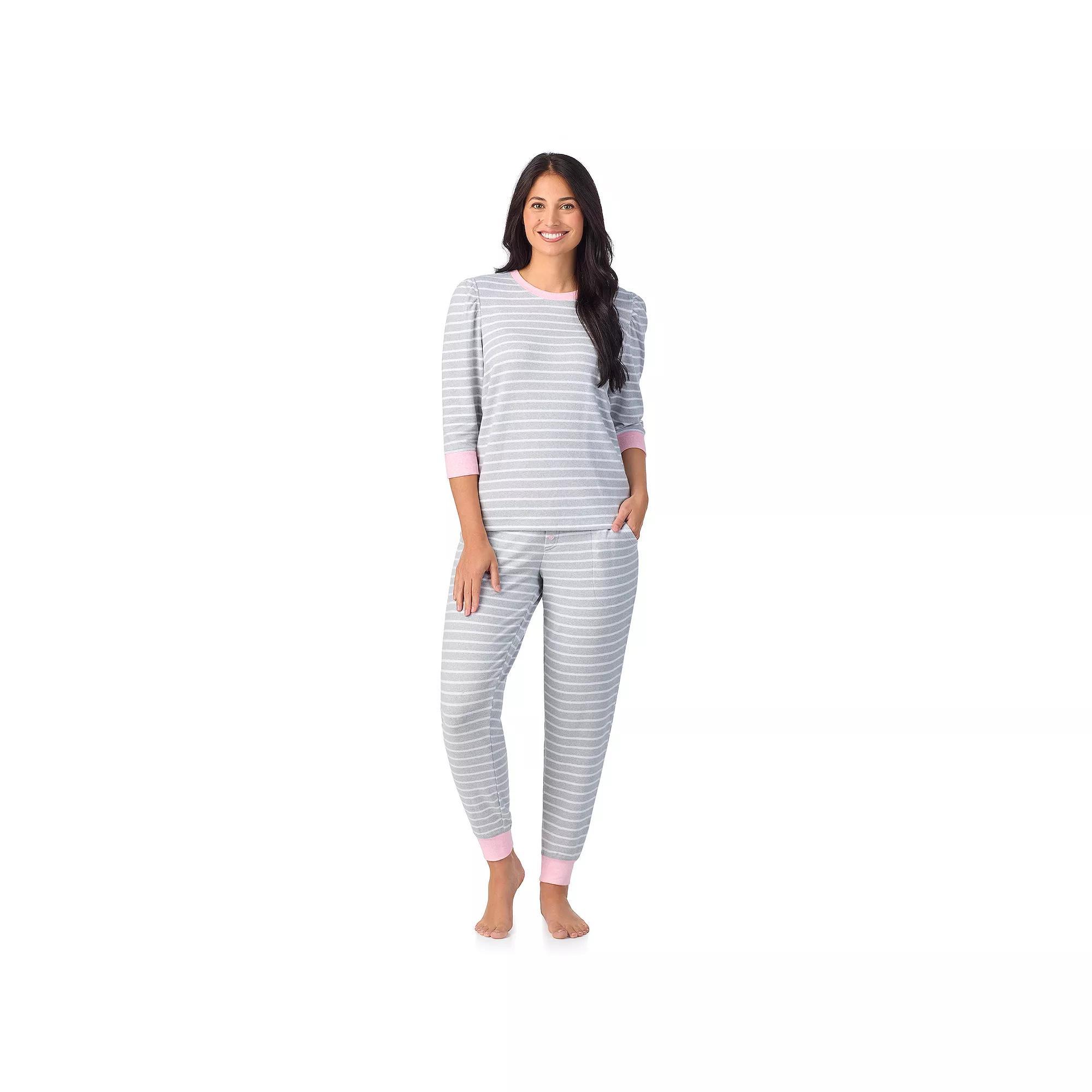 Cuddl Duds® Sweater Knit Pajama Top & Pajama Pants Set, Women's, Size: XXL, Grey Hthr Stripe Product Image