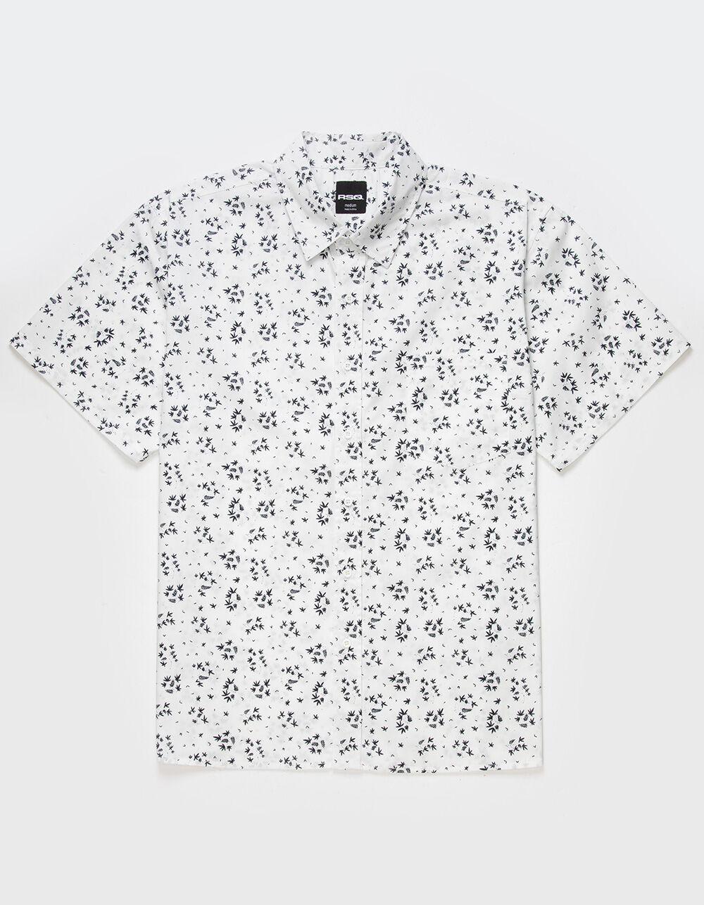 RSQ Mens Ditsy Print Poplin Button Up Shirt - WHITE Product Image