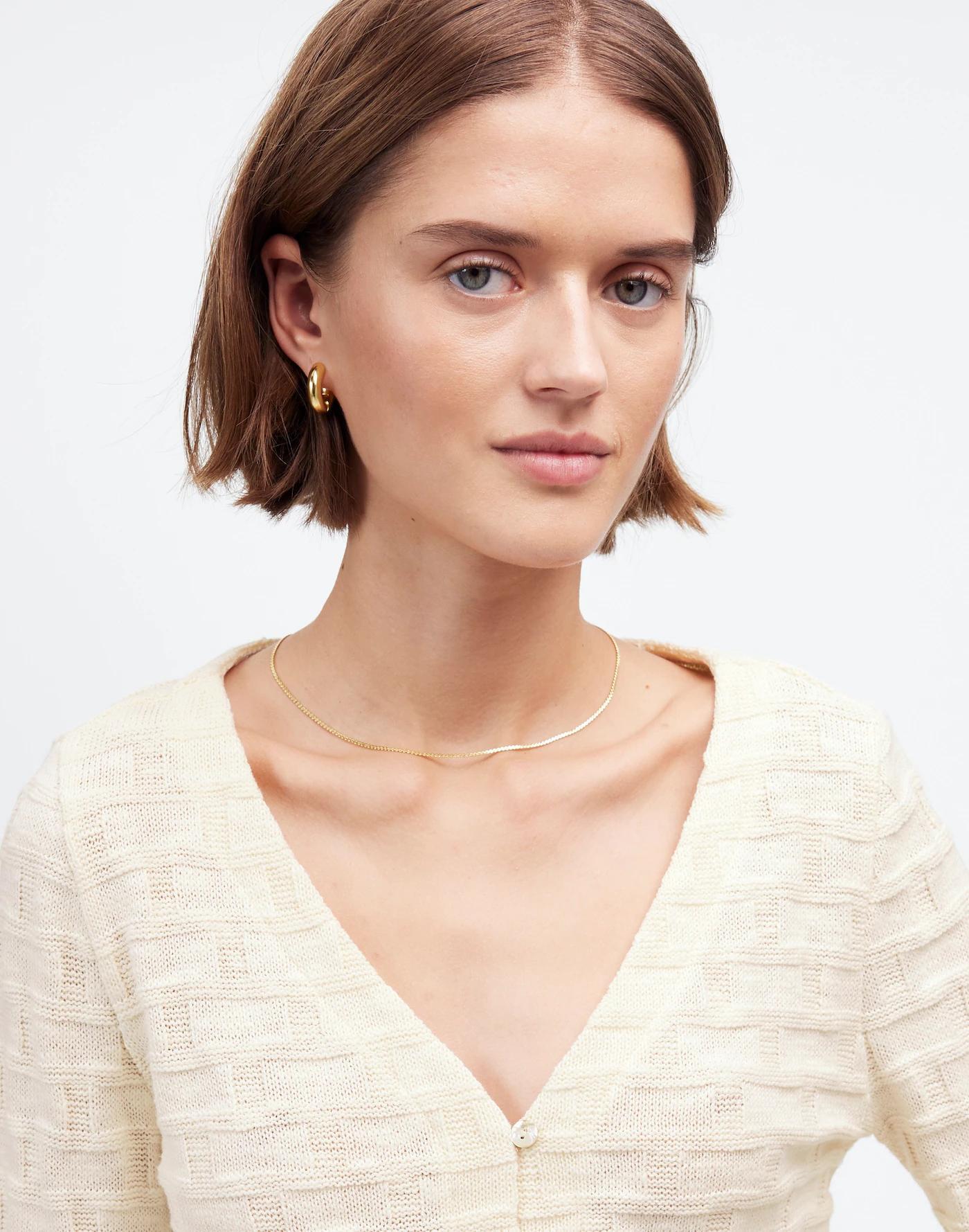Basket-Weave Stitch Long-Sleeve Sweater Tee Product Image