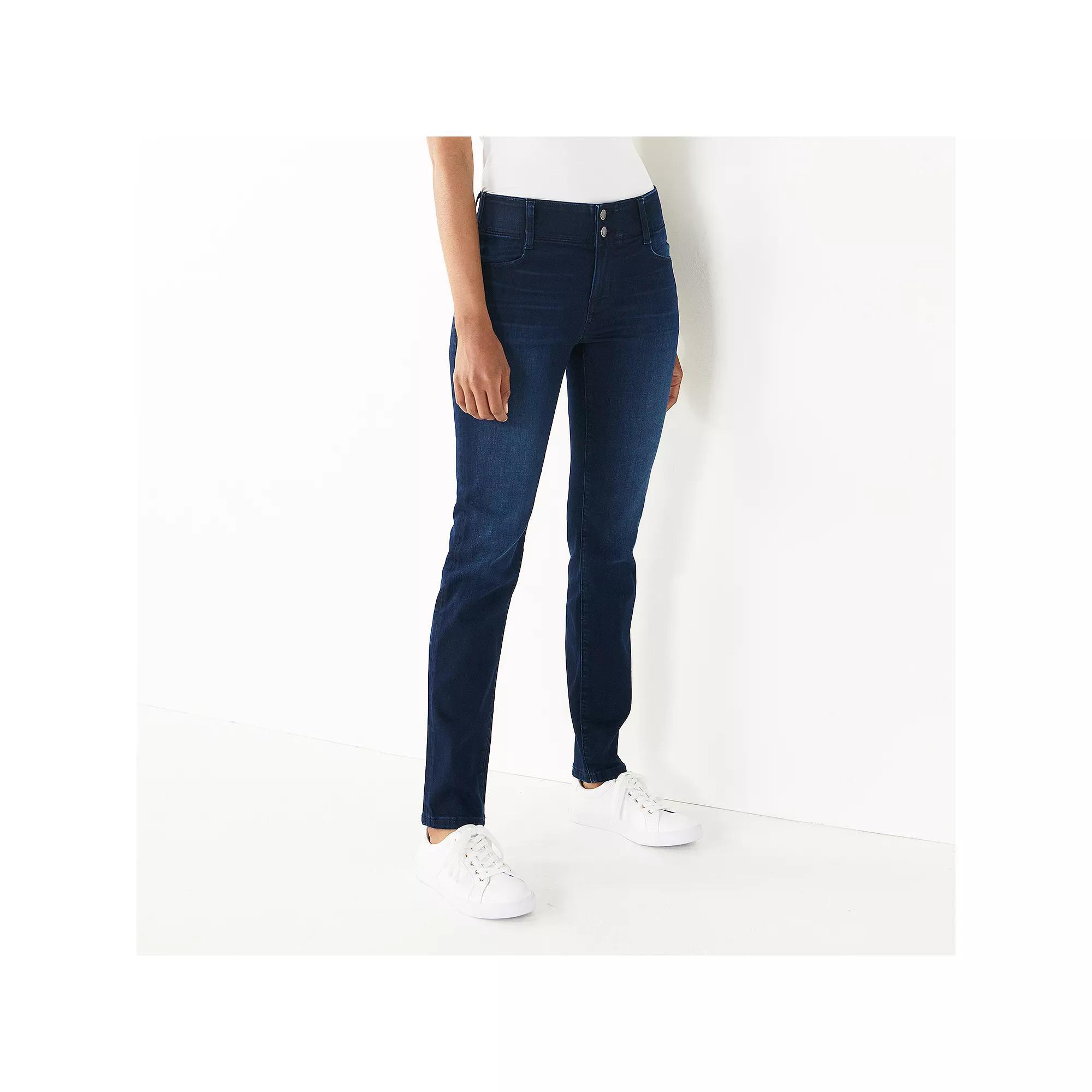 Womens Nine West Tummy-Control Slim Straight Jeans Rinse Blue Blast Product Image