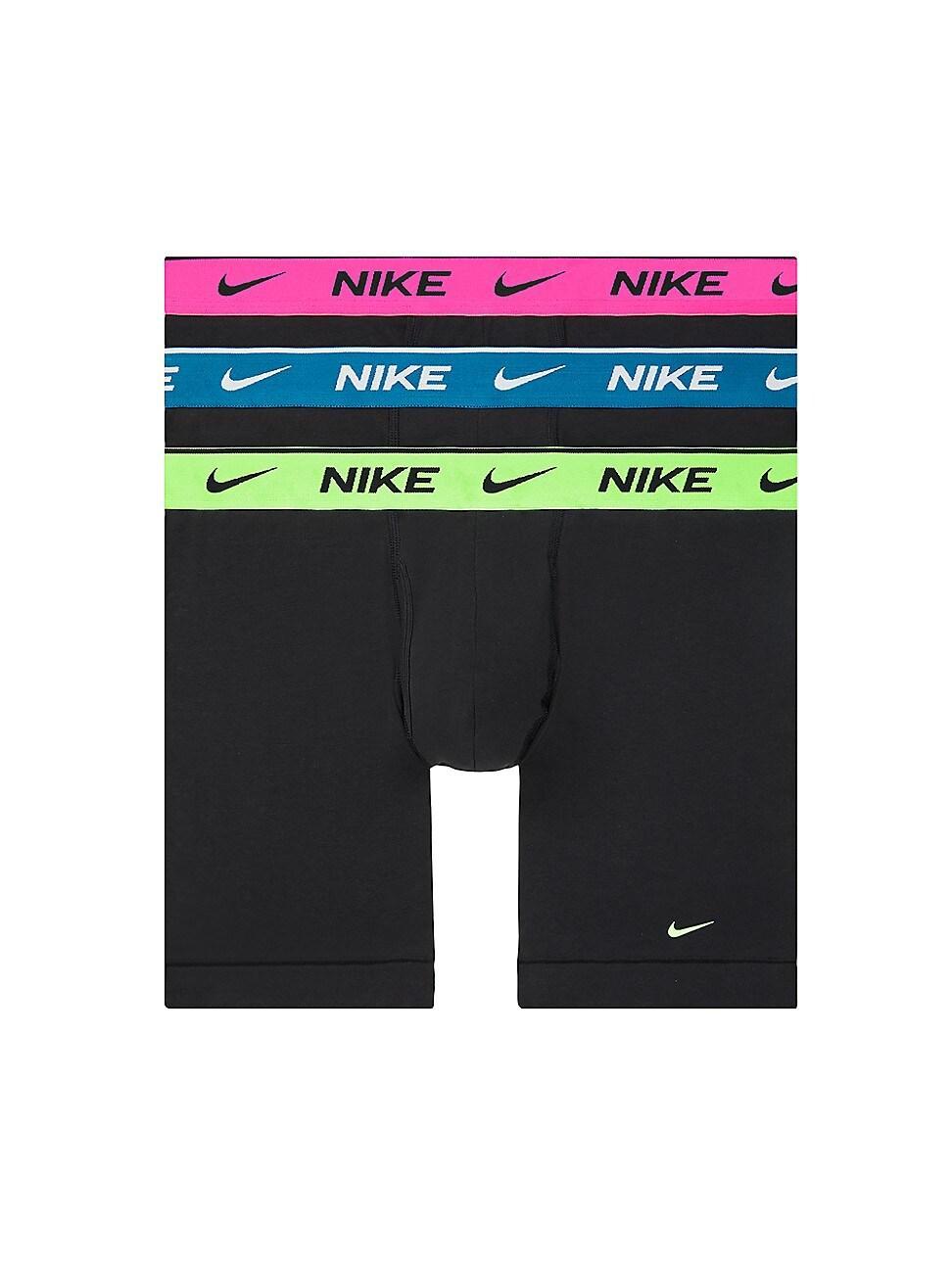 Men's Nike Dri-FIT Essential 3-pack Stretch Boxer Briefs, Size: Large, Black Orange Blue Product Image