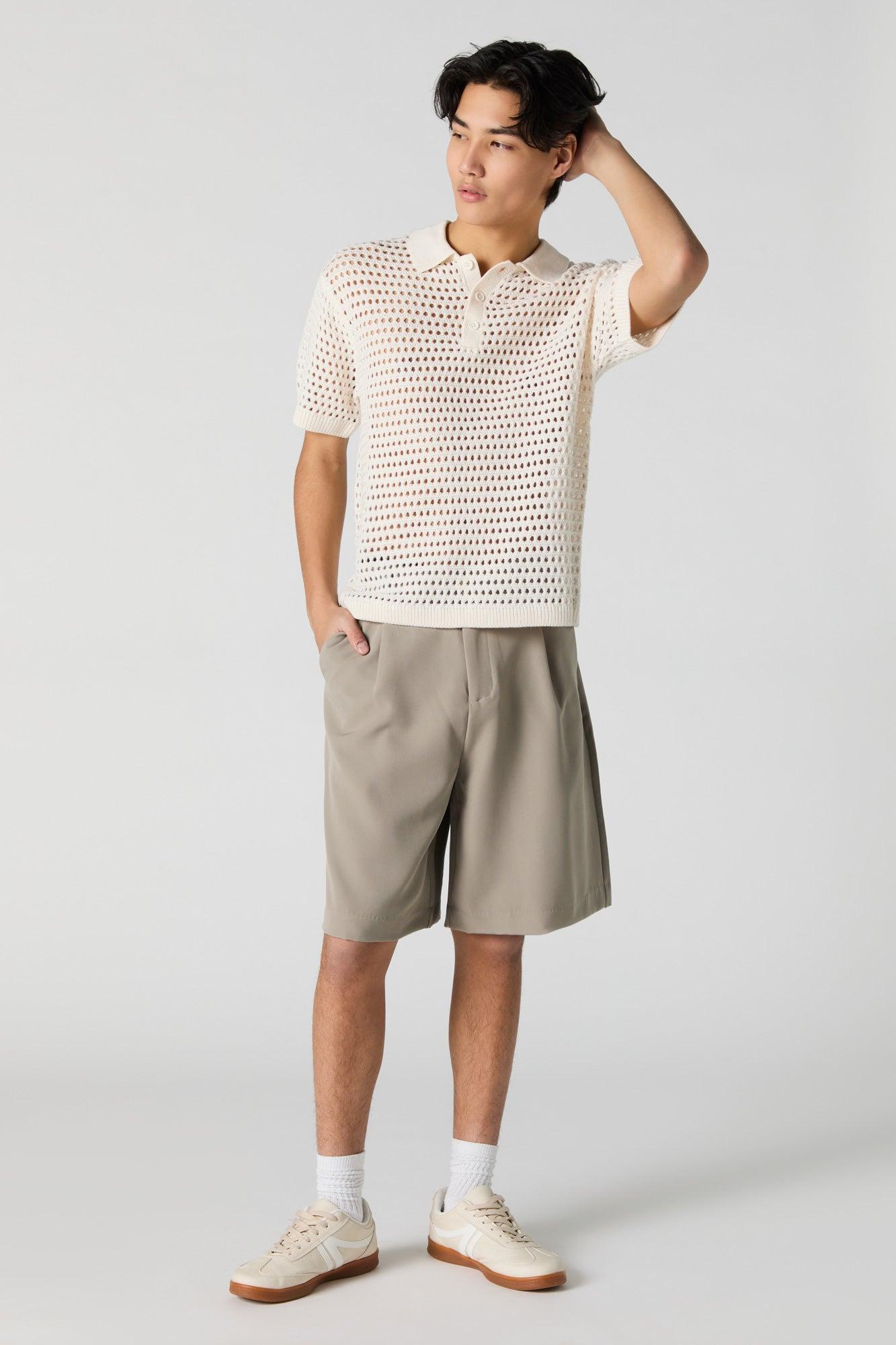 Open Knit Polo Top Male Product Image