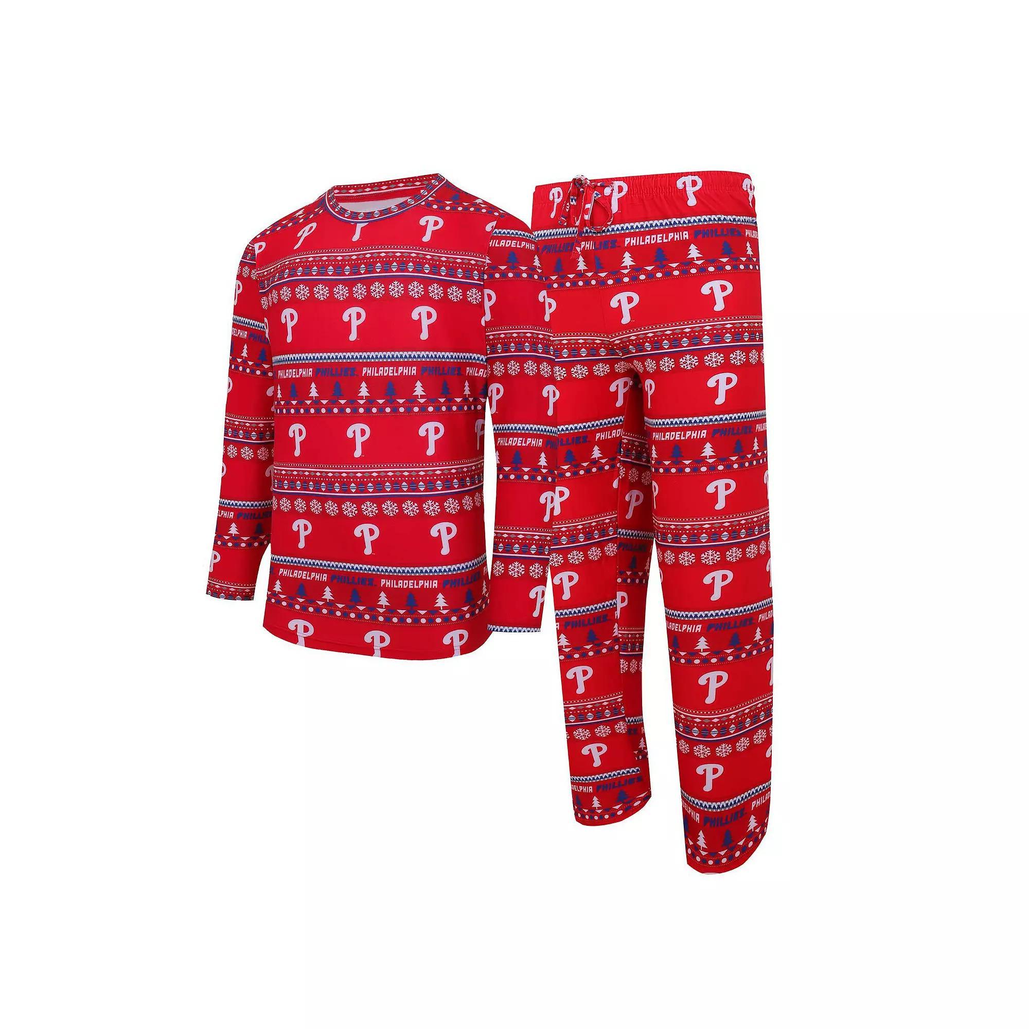 Men's Concepts Sport Red Philadelphia Phillies Knit Ugly Sweater Long Sleeve Top & Pants Set, Size: 2XL Product Image