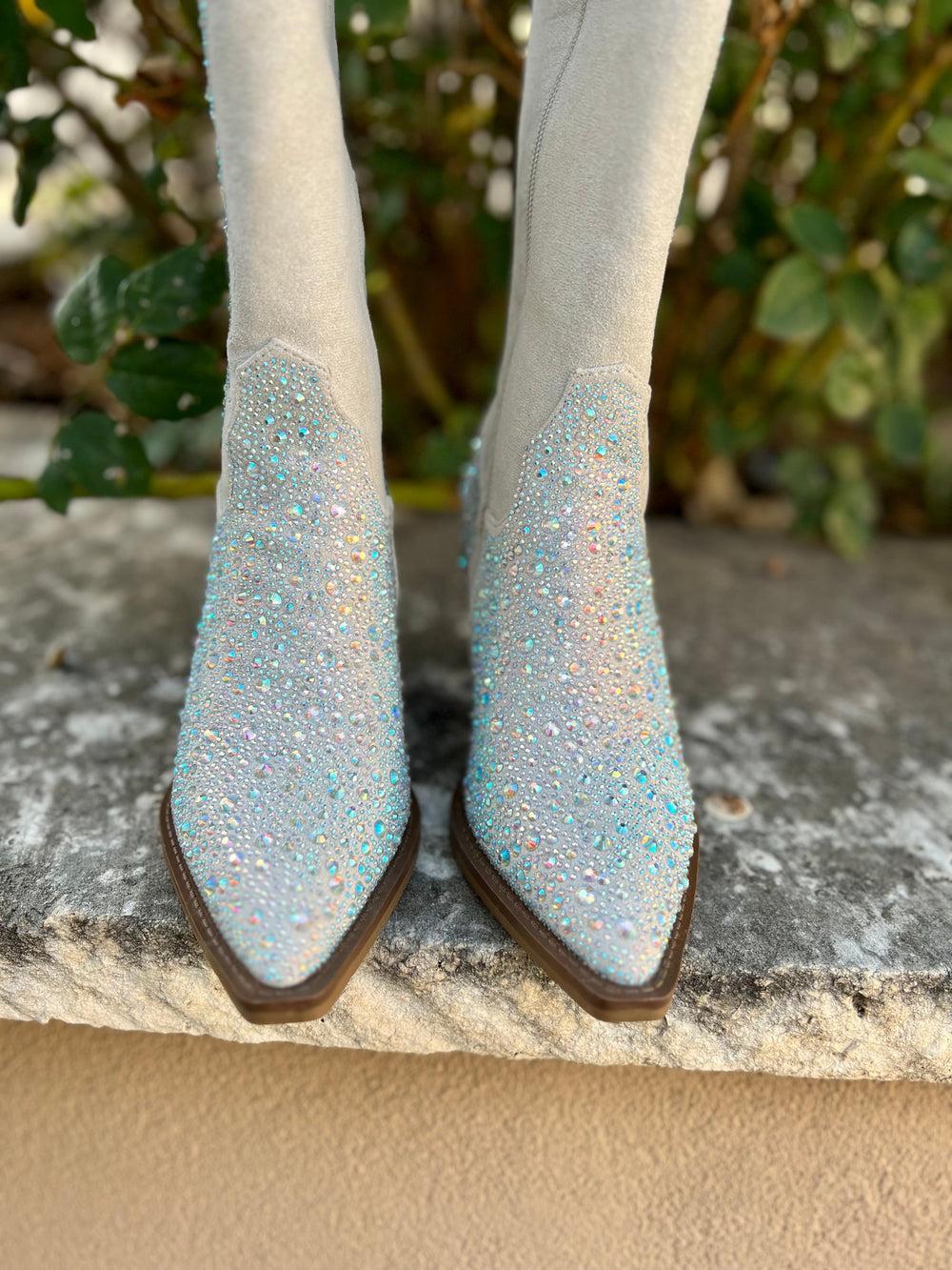 Very G Grey Rhinestone Western Style Boots* Product Image