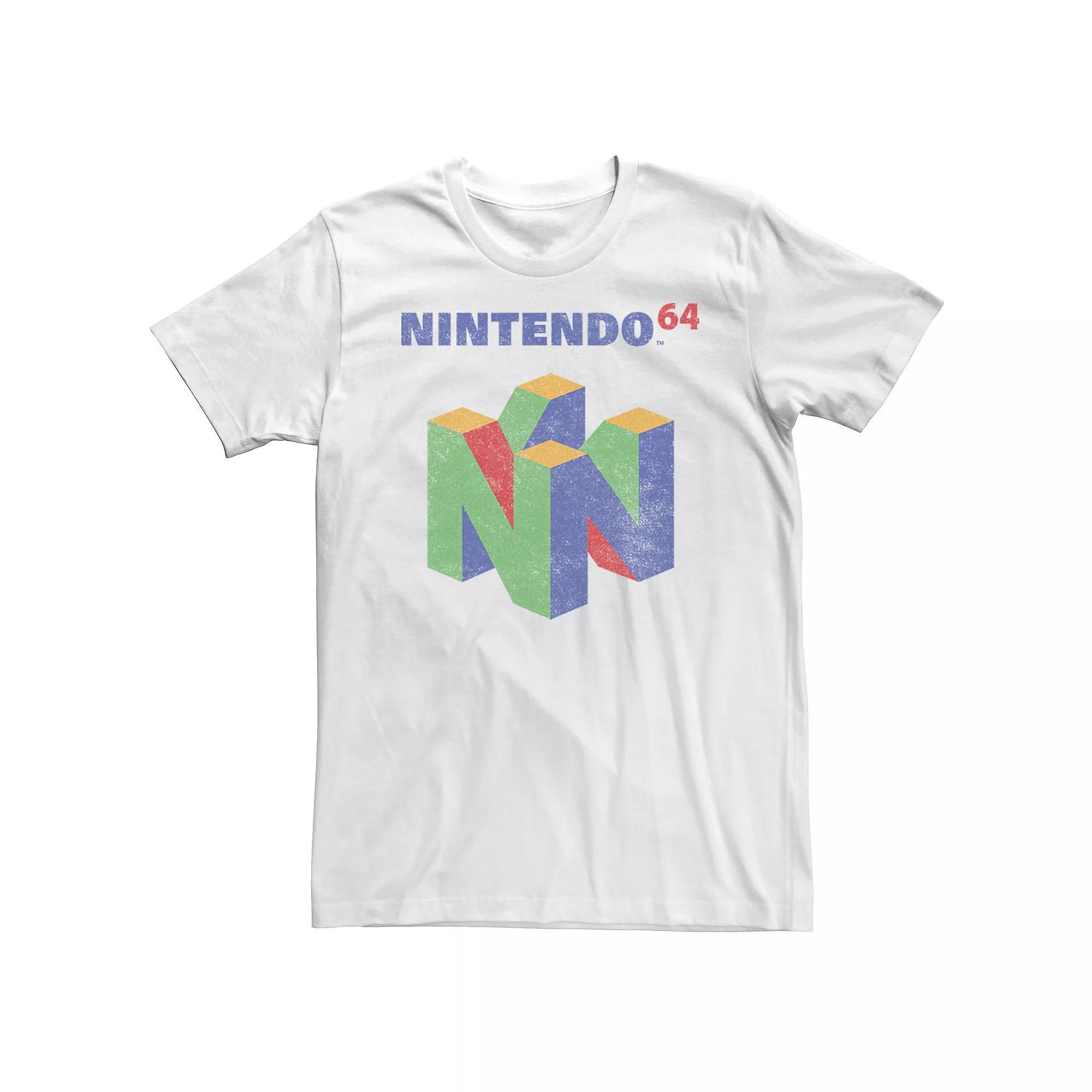 Men's Nintendo 64 Logo Colorful Tee, Size: Large, White Product Image
