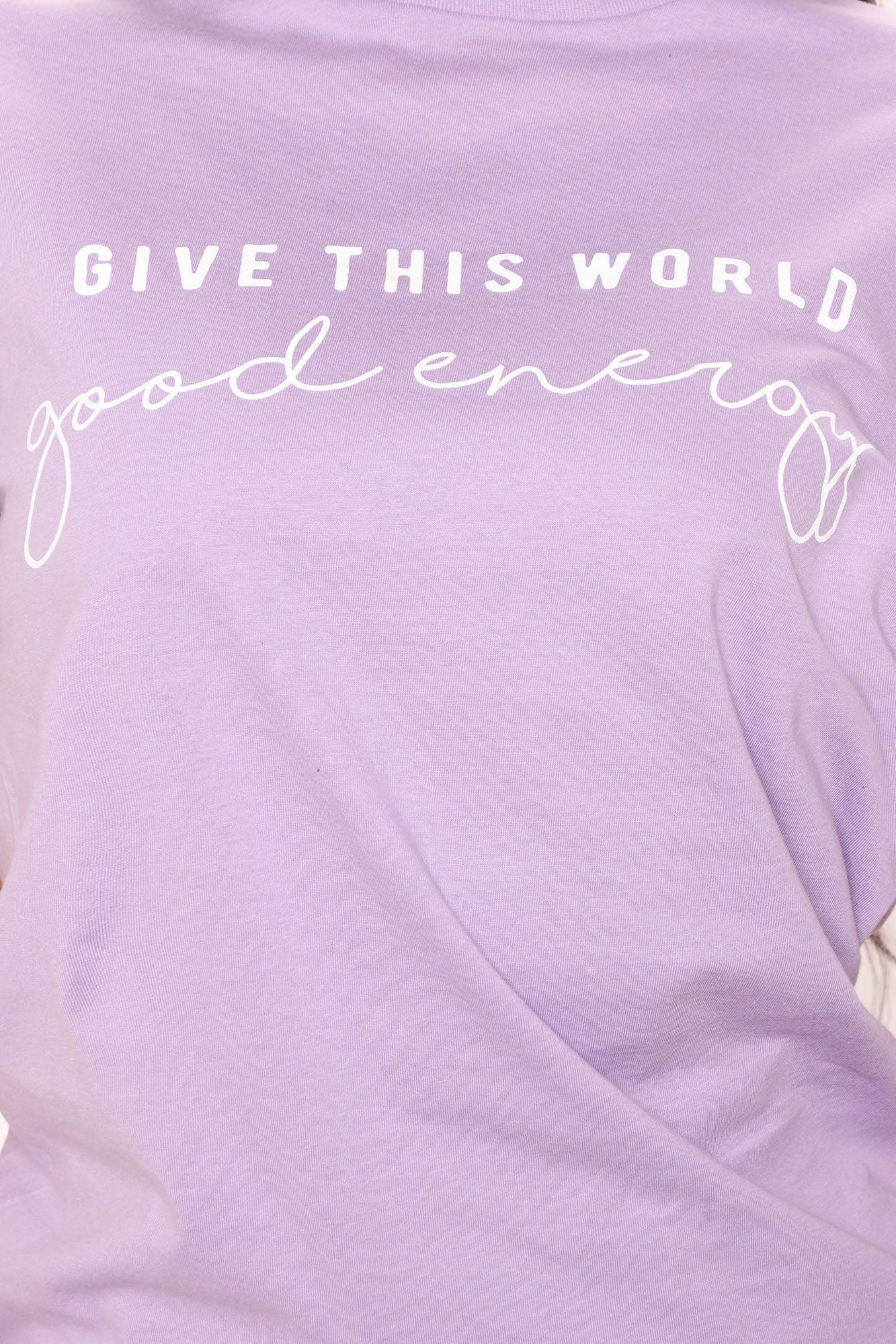 Give This World Good Energy Short Sleeve Top - Lavender Product Image