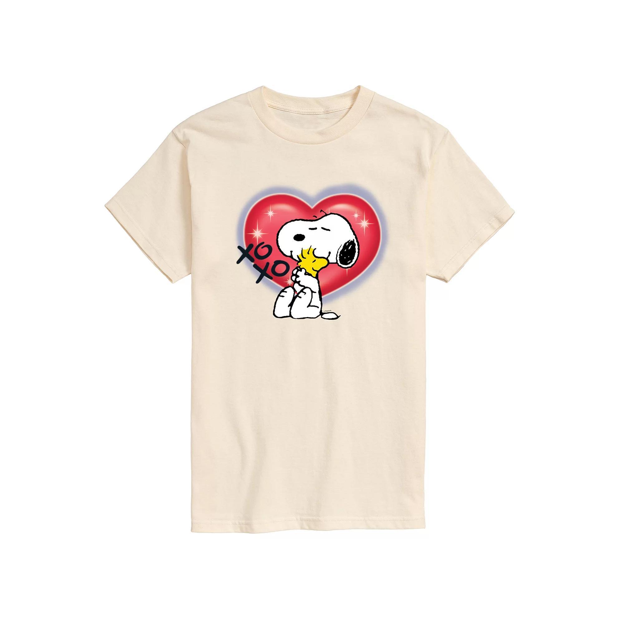 Men's Peanuts Snoopy Woodstock Airbrush Heart Graphic Tee, Size: Large, White Product Image