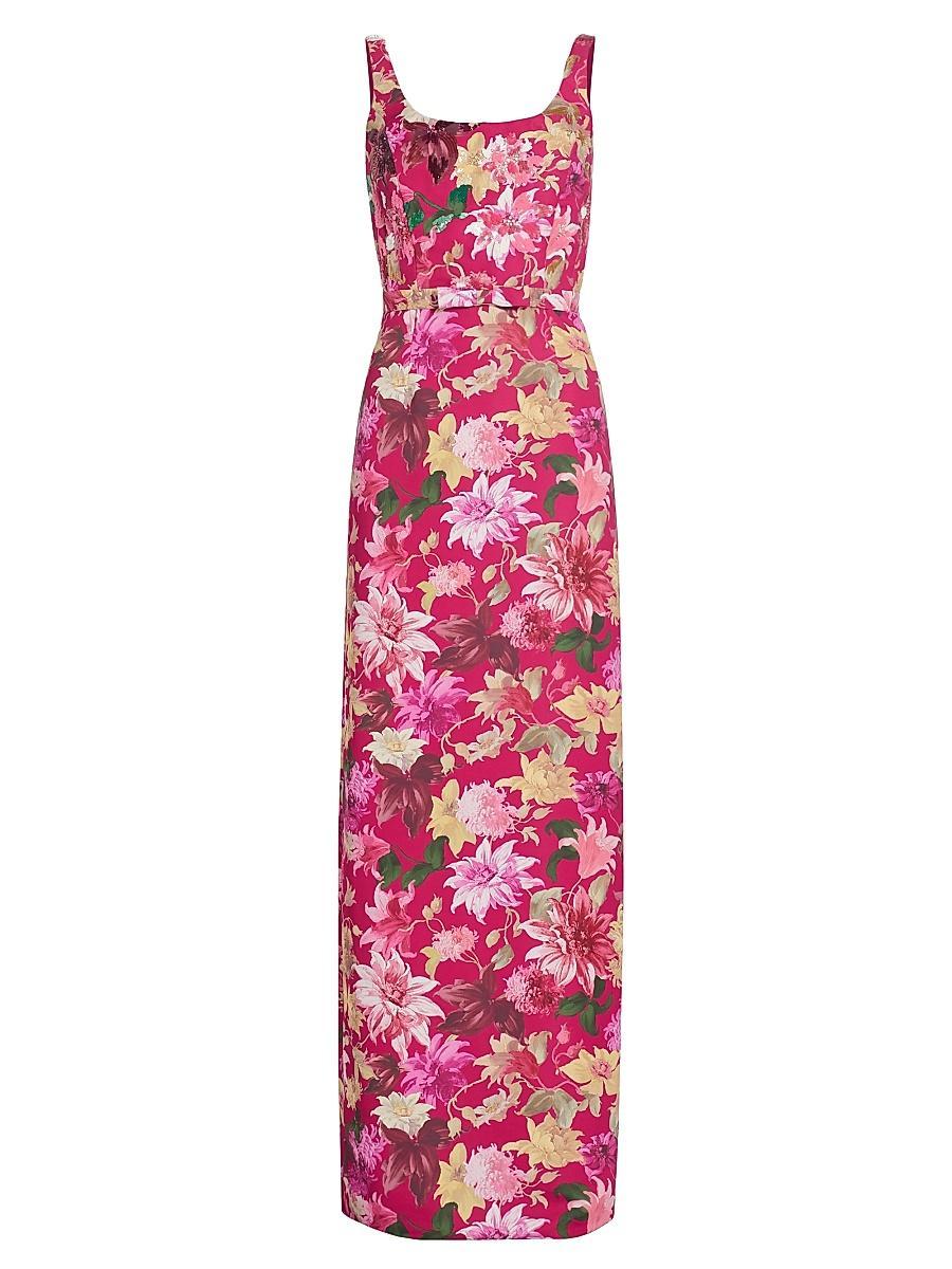 Womens Lana Floral Belted Column Gown Product Image