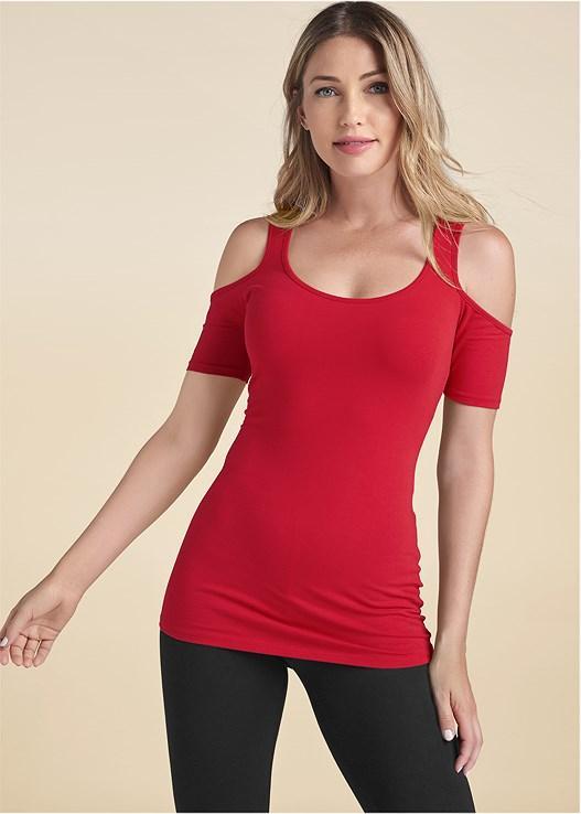 Long And Lean Cold-Shoulder Top Product Image