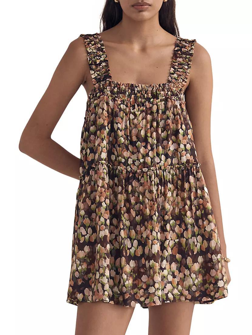 Floral Silk-Blend Swing Minidress Product Image