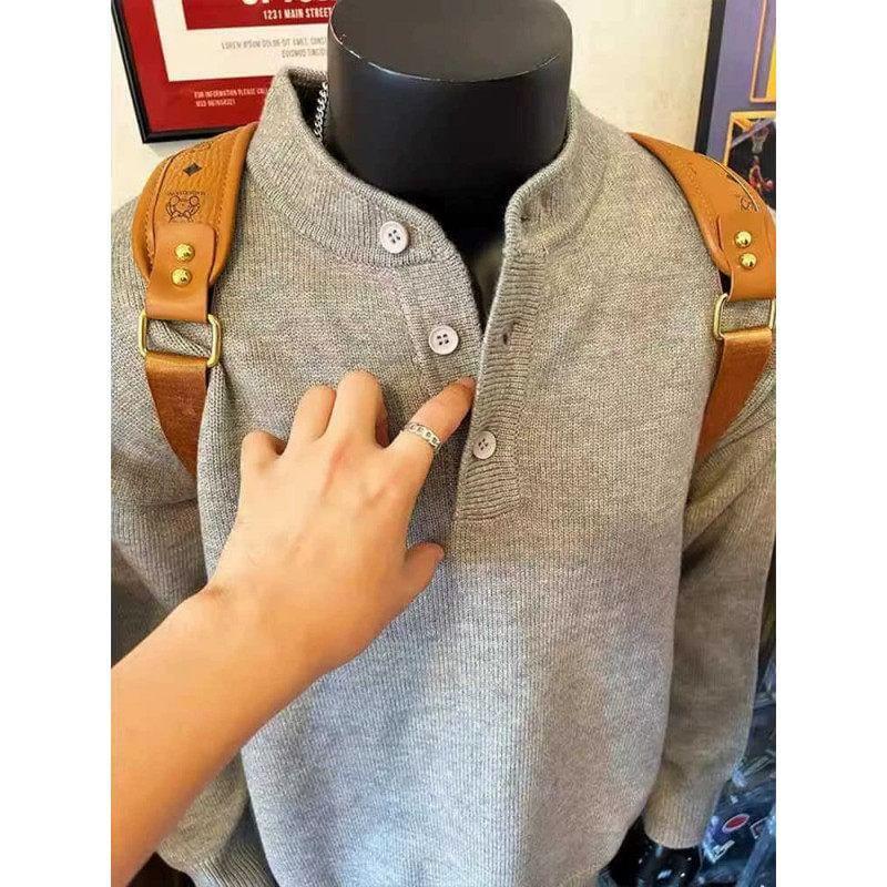 Henley Plain Sweater Product Image