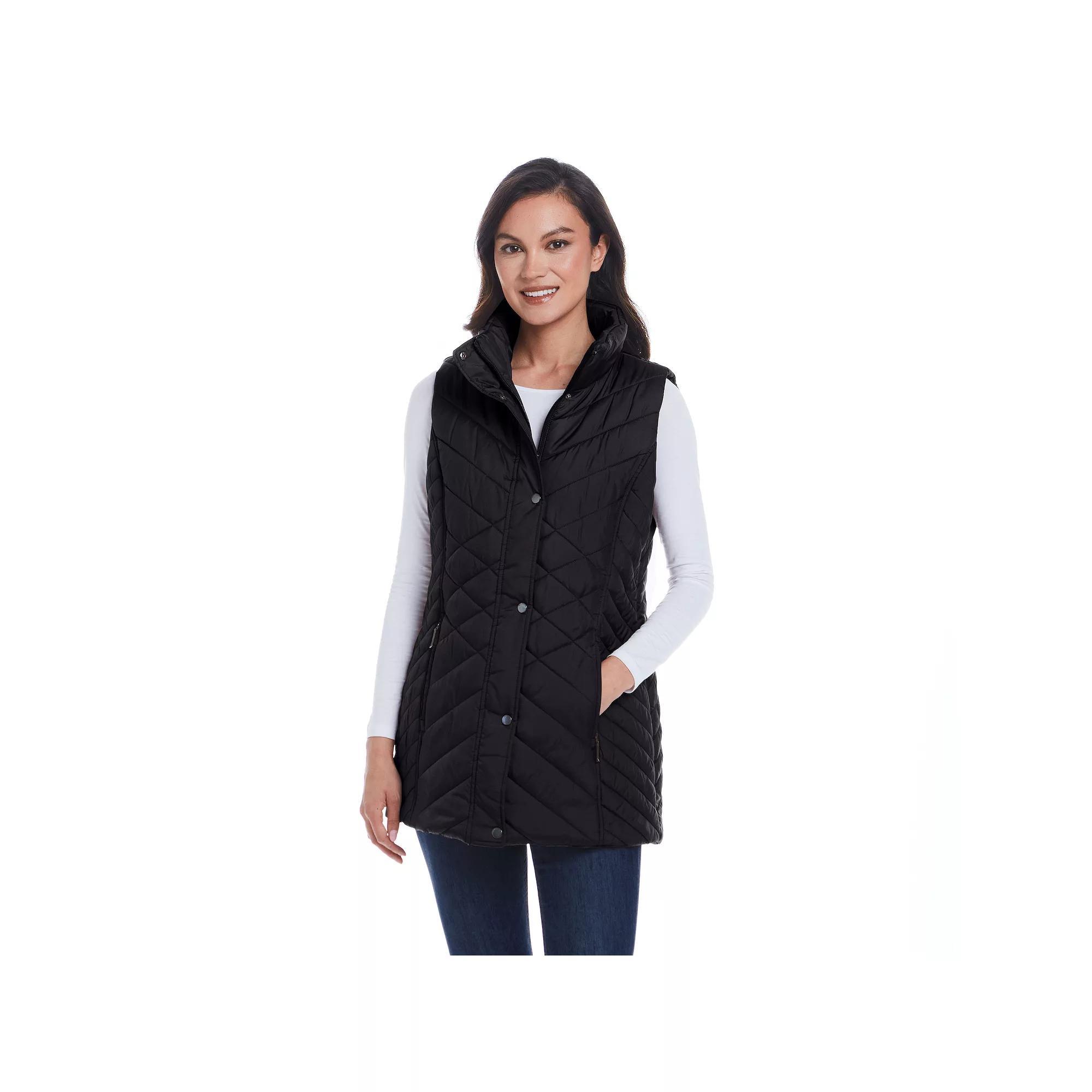 Women's Weathercast Mixed Quilted Longline Vest, Size: Large, Beechwood Product Image