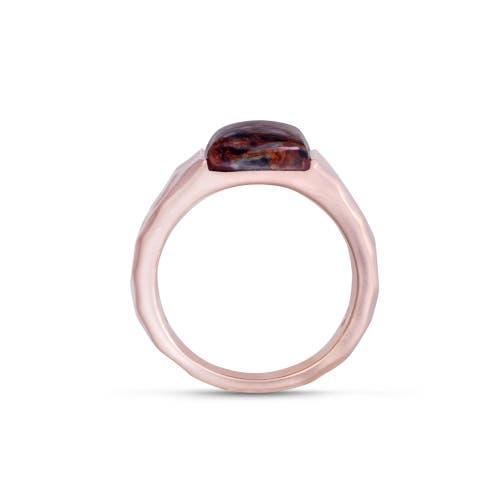 LuvMyJewelry Red Pietersite Textured Sterling Silver Men Signet Ring in 14Kt Rose Gold Vermeil at Nordstrom, Size 9.5 Product Image