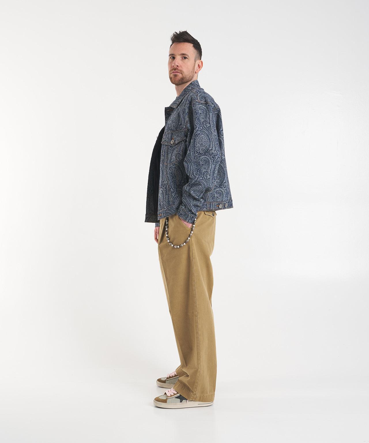 Denim jacket with paisley pattern Product Image