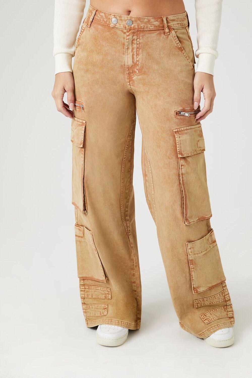 Mineral Wash Cargo Jeans | Forever 21 Product Image